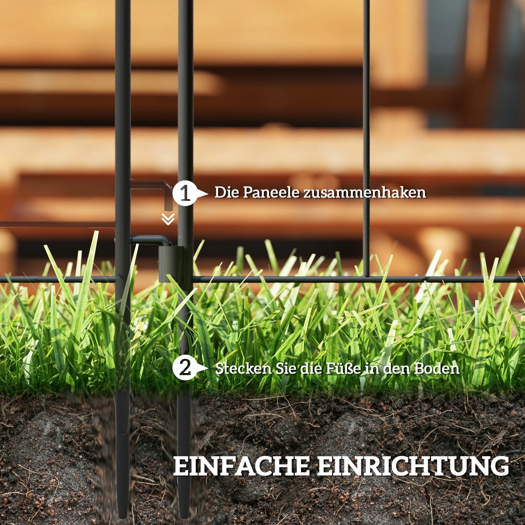 Garden Fence Decorative Mesh Set 300x70cm, Steel Black - Image 4