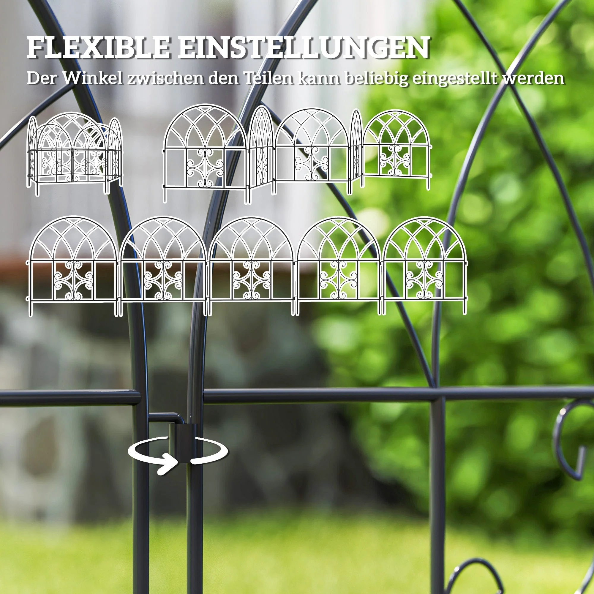 Garden Fence Decorative Mesh Set 300x70cm, Steel Black - Image 5