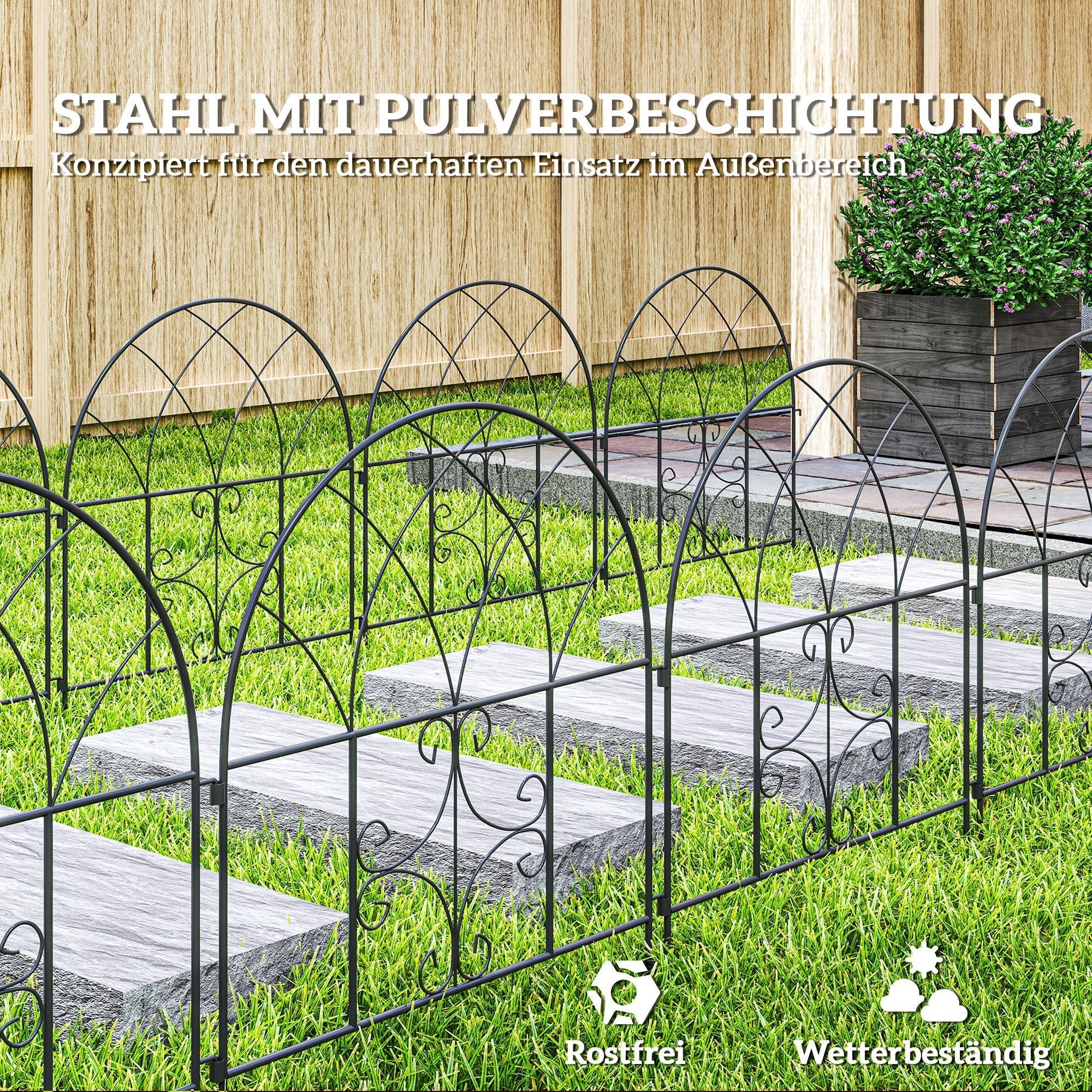 Garden Fence Decorative Mesh Set 300x70cm, Steel Black - Image 6