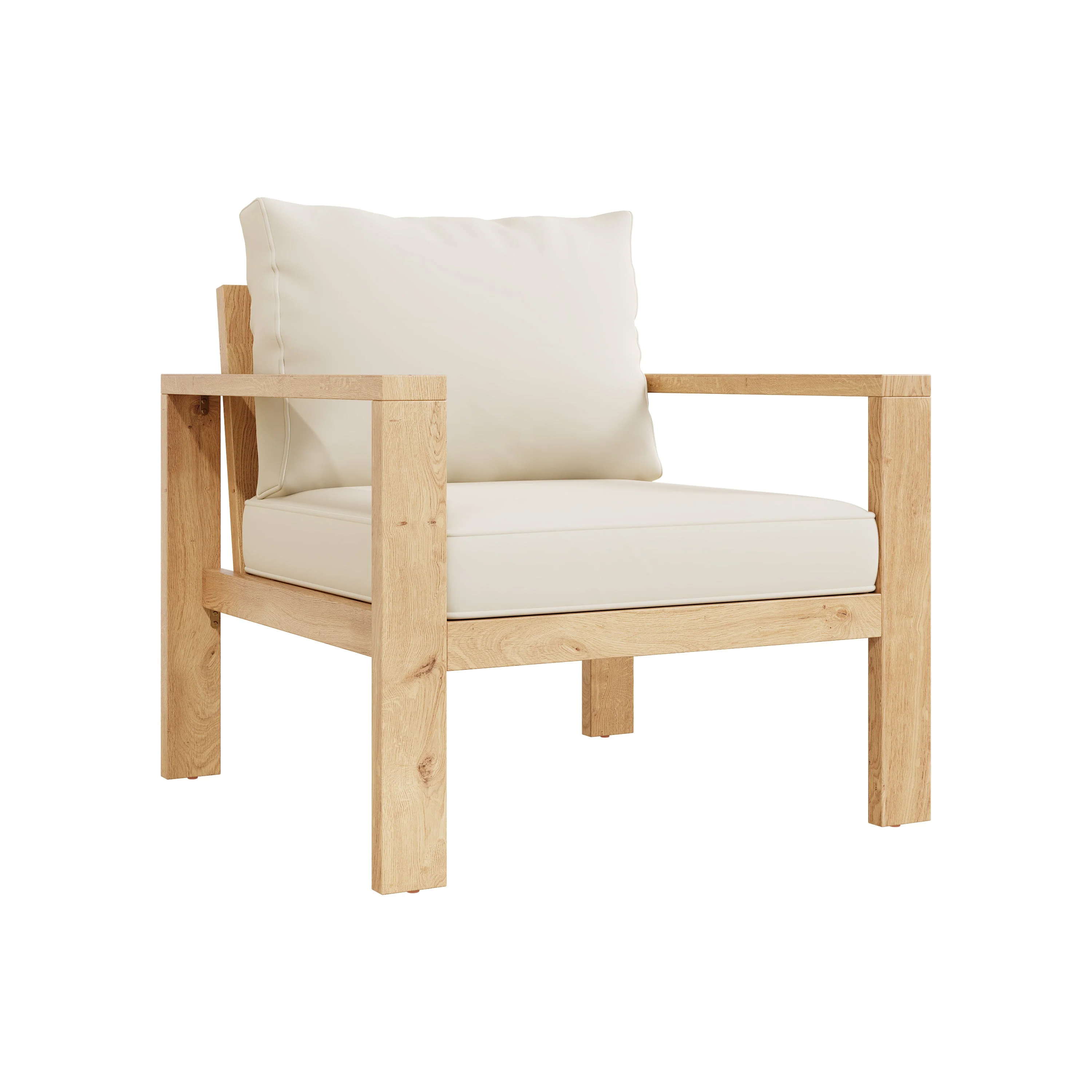 Garden Furniture Set with 5 Pieces for 4-6 People, Acacia Wood and Cream Canvas - Image 10