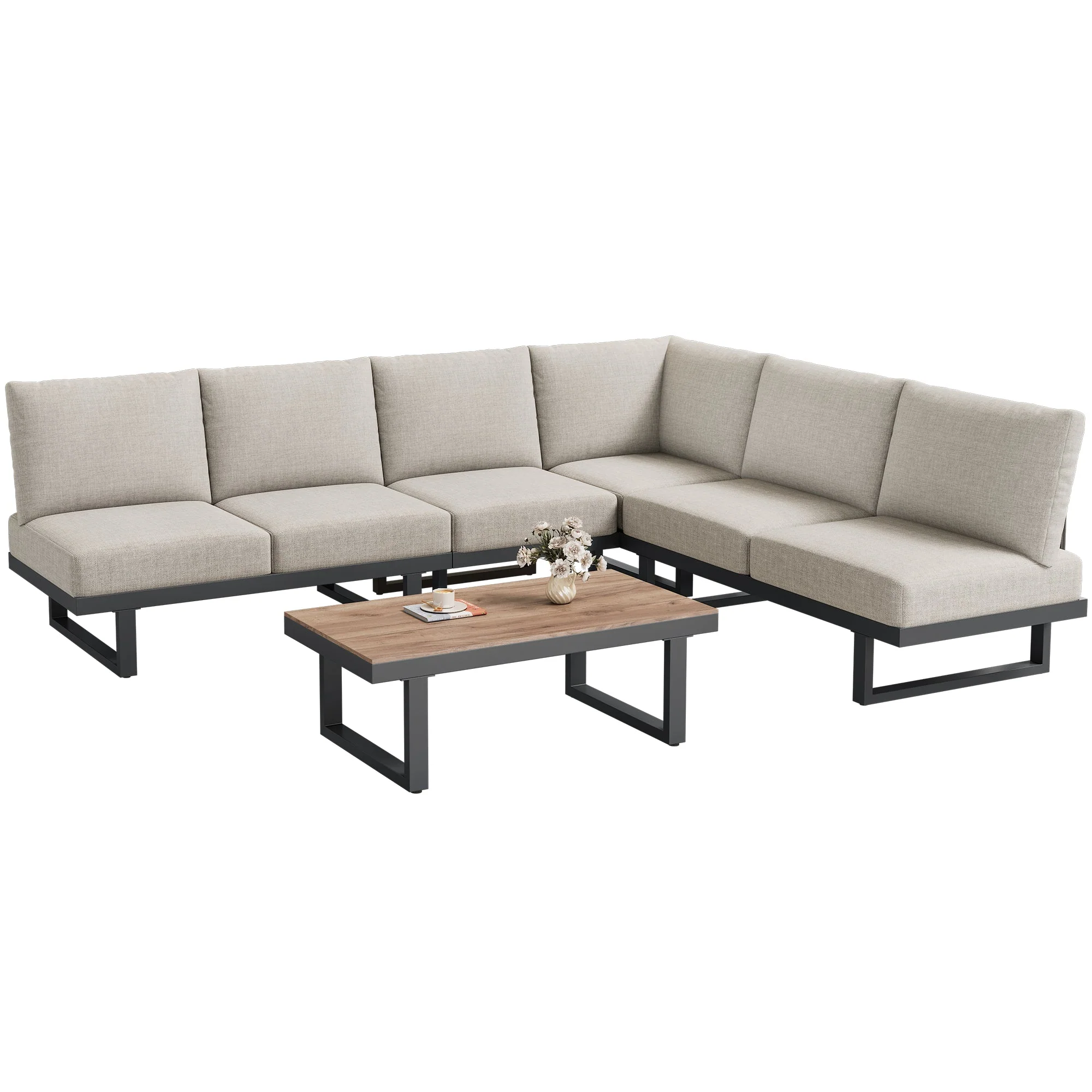 Garden Furniture Set with Convertible Daybed and Coffee Table, Galvanized Steel, Grey - Image 10