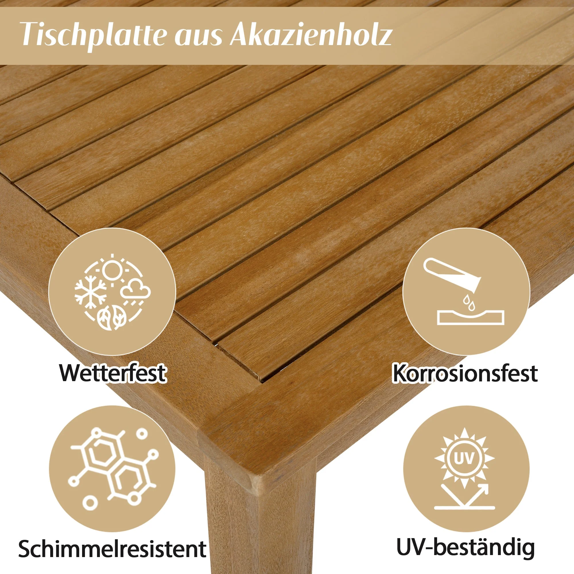 Garden Furniture Set with Corner Sofa, Coffee Table and Woven Rope Craftsmanship, Beige Acacia Wood - Image 5
