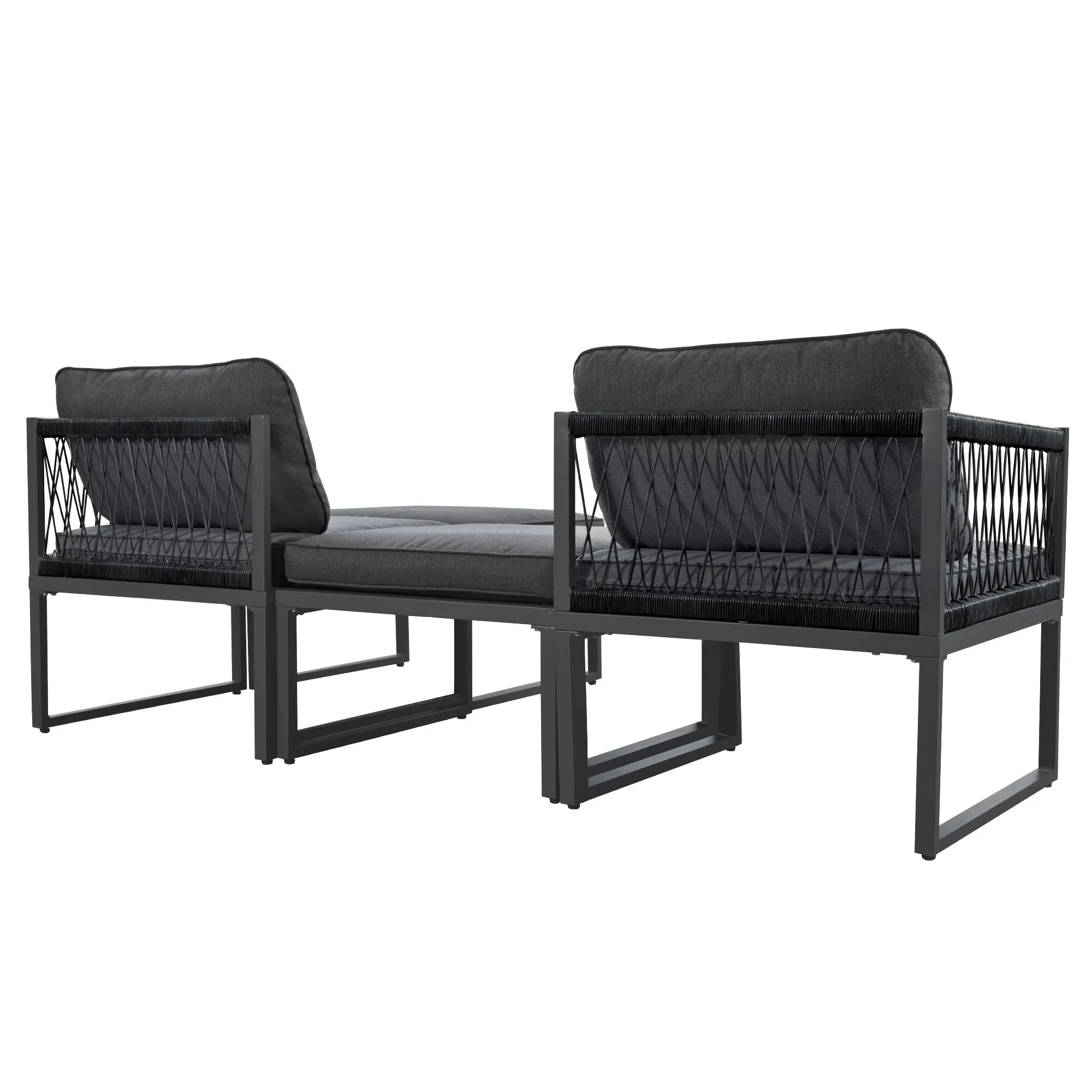 Garden Lounge Set 2 Sofas 2 Footstools - Adjustable - Image 10
