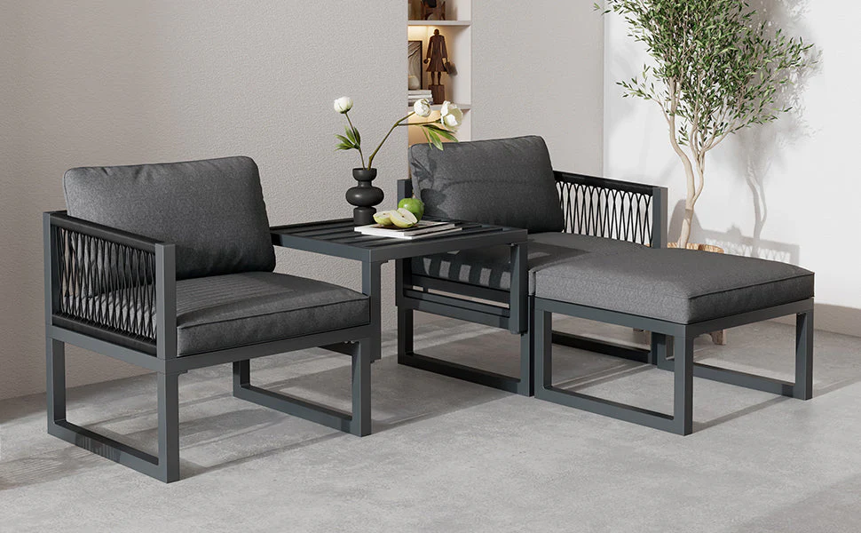 Garden Lounge Set 2 Sofas 2 Footstools - Adjustable - Image 5