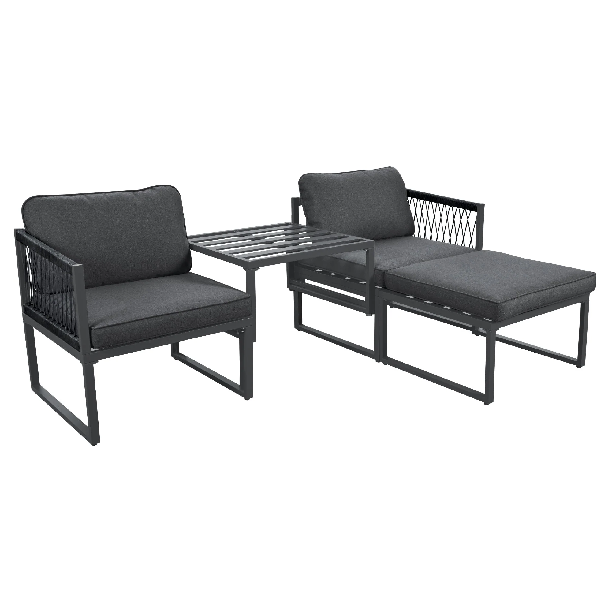Garden Lounge Set 2 Sofas 2 Footstools - Adjustable - Image 7