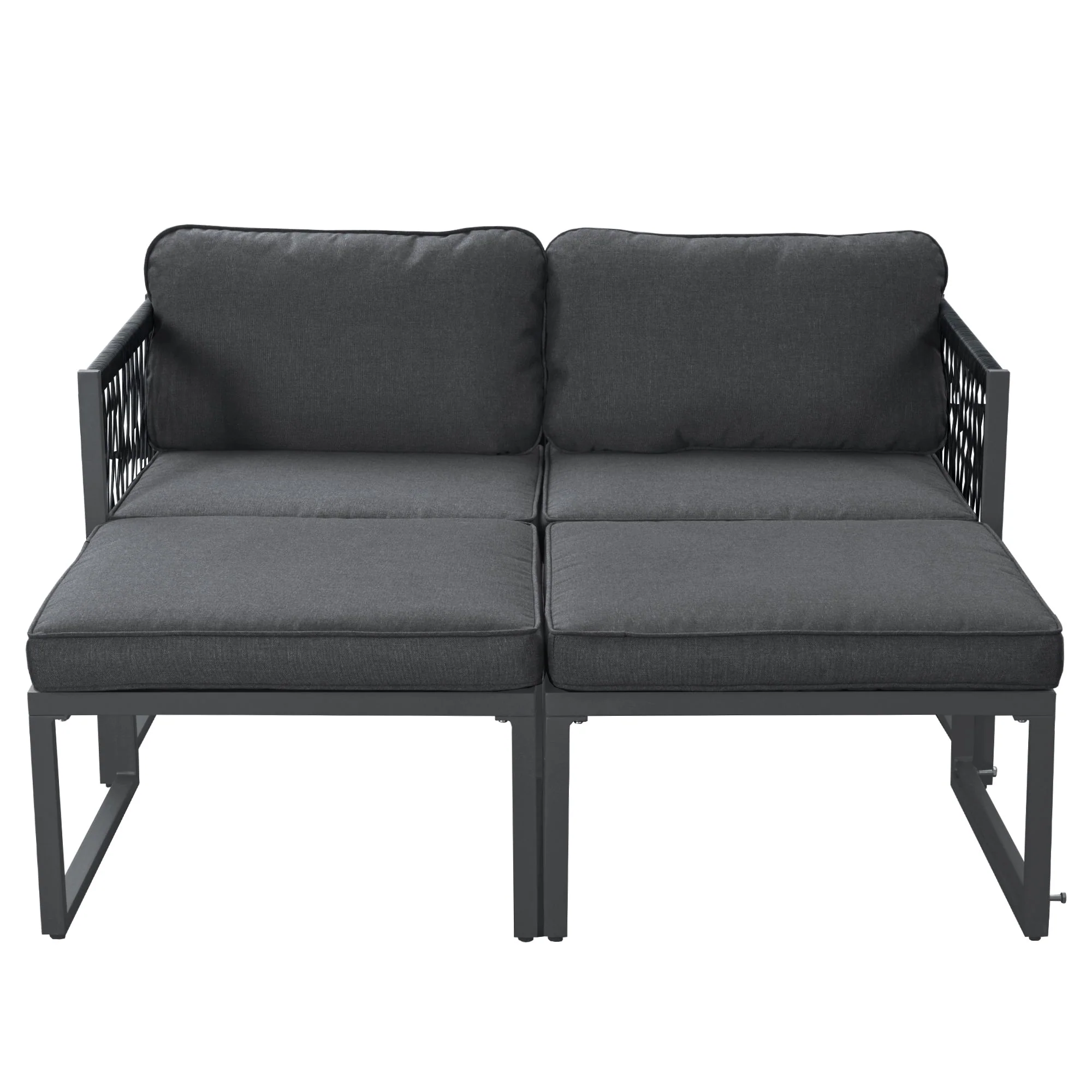 Garden Lounge Set 2 Sofas 2 Footstools - Adjustable - Image 9