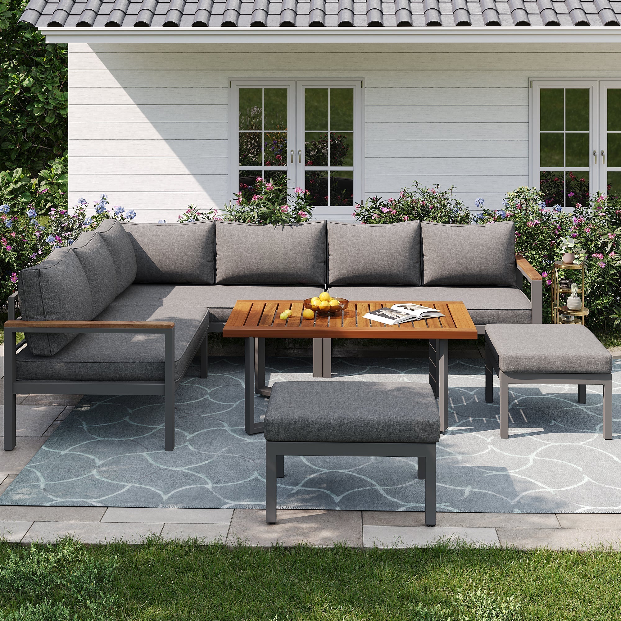 Garden Lounge Set 7-8 Seater Weatherproof - Galvanized Iron Frame - Image 6