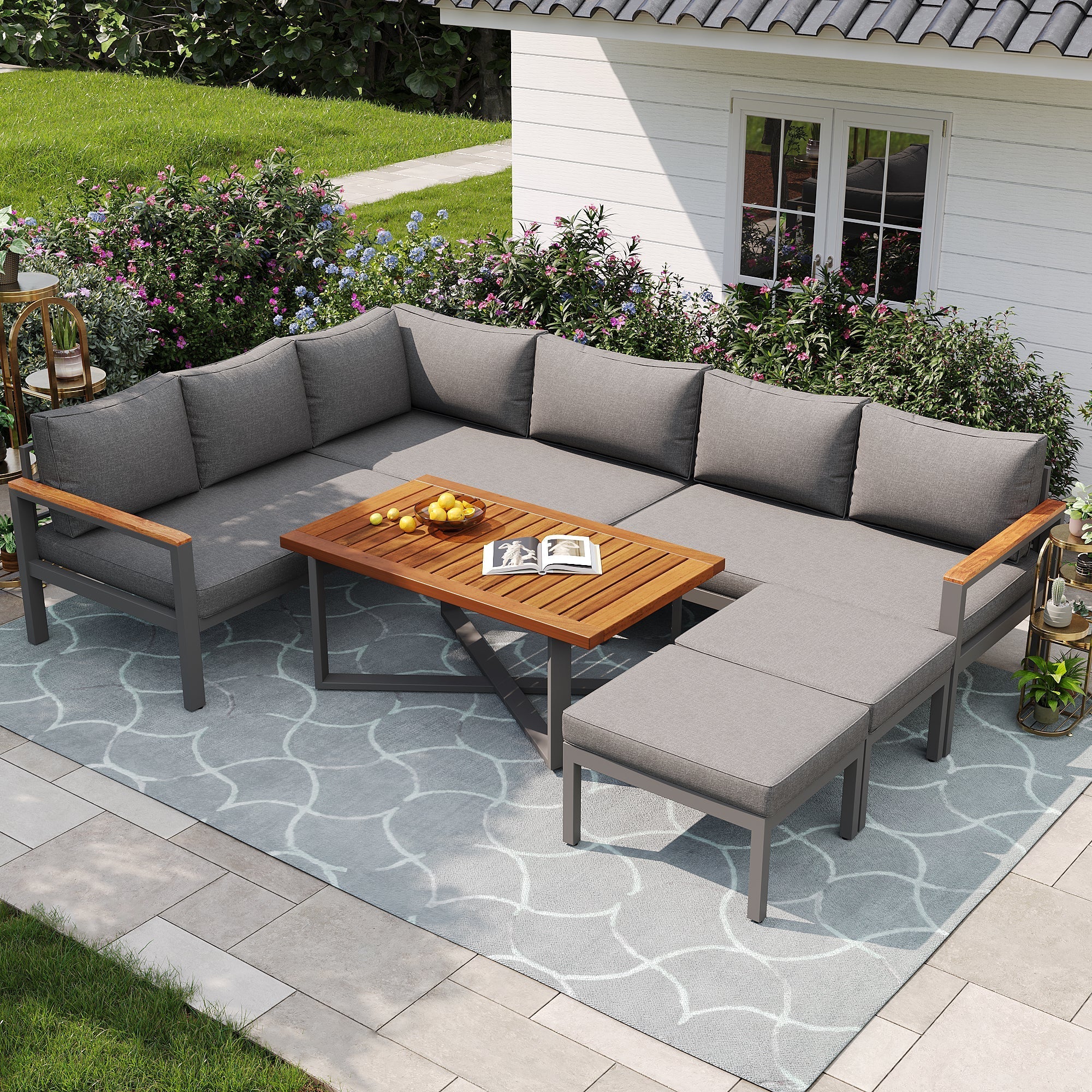 Garden Lounge Set 7-8 Seater Weatherproof - Galvanized Iron Frame - Image 7