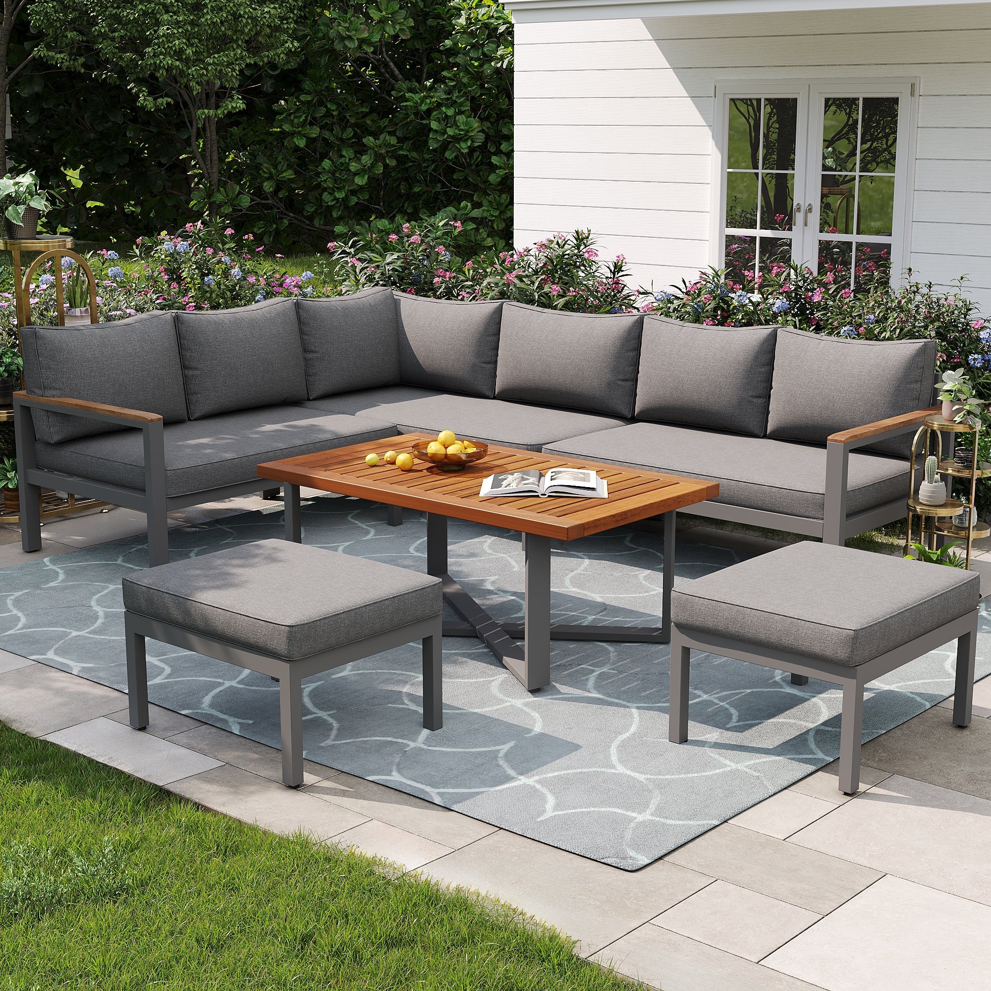 Garden Lounge Set 7-8 Seater Weatherproof - Galvanized Iron Frame - Image 8