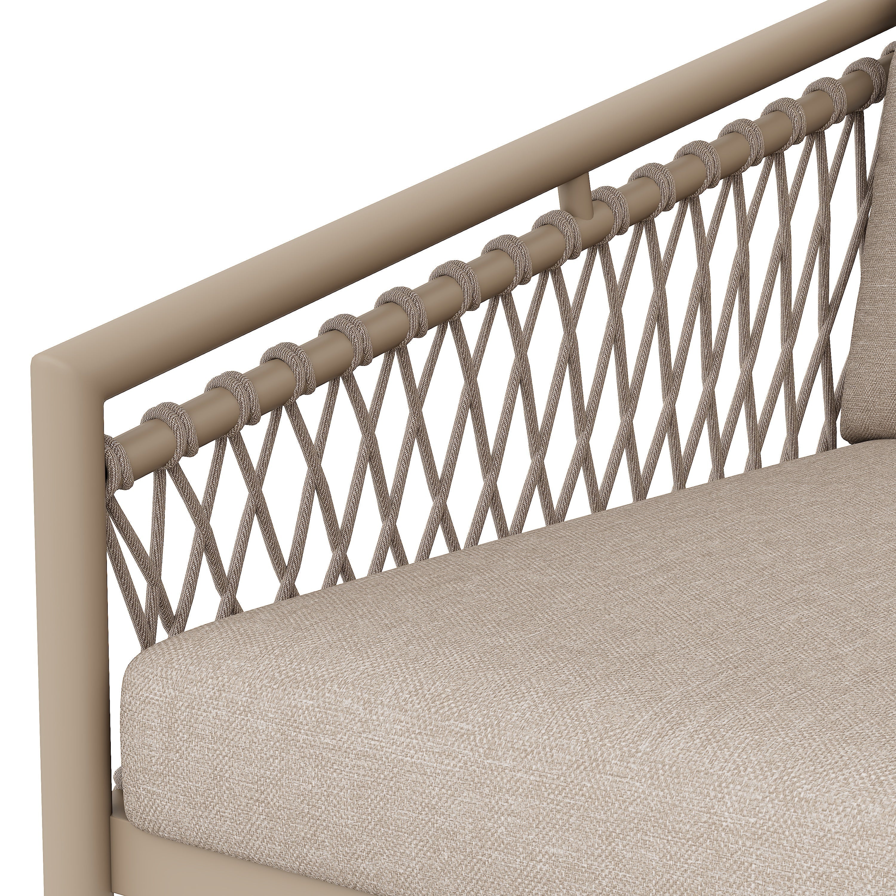 Garden Lounge Set Rope Outdoor Sofa with Cushions - Khaki - Image 7