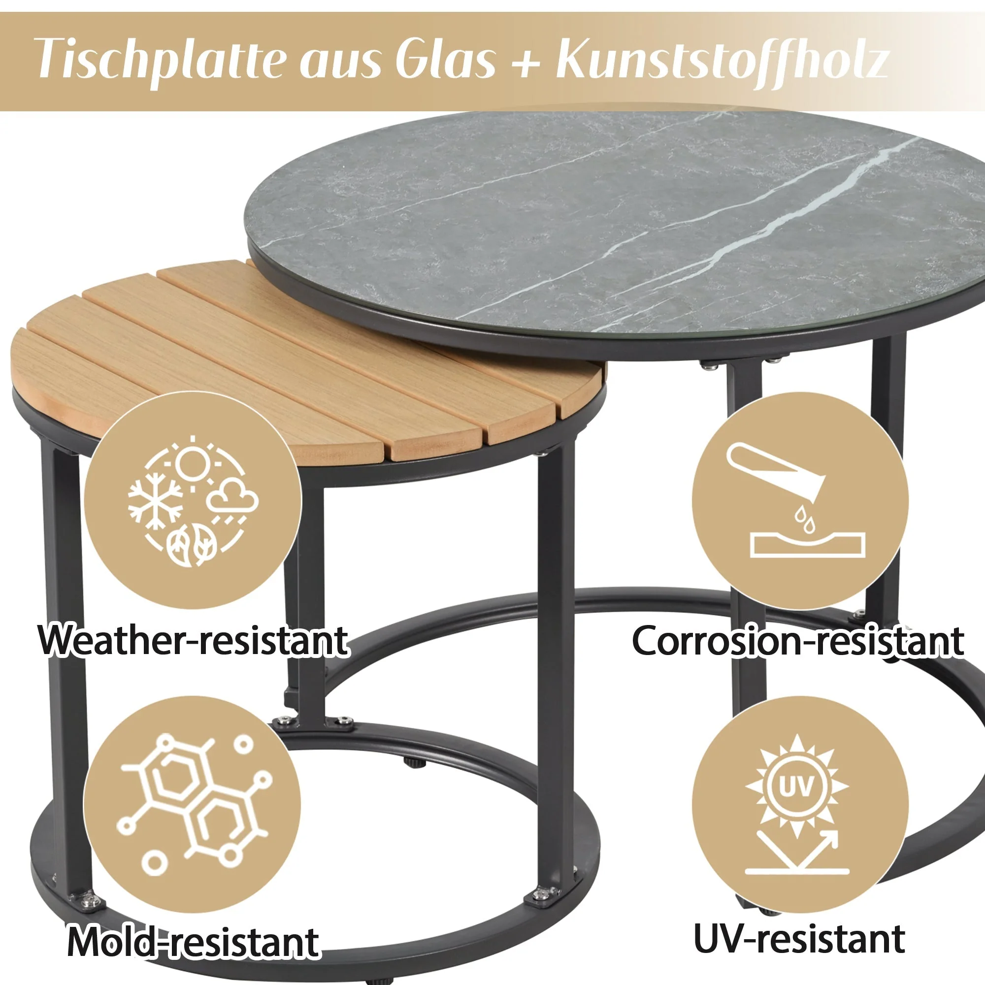Garden Lounge Set with 3-Seater Sofa, 2-Seater Sofa, 2 Armchairs and 2 Coffee Tables, Galvanized Steel, Grey-Beige - Image 7