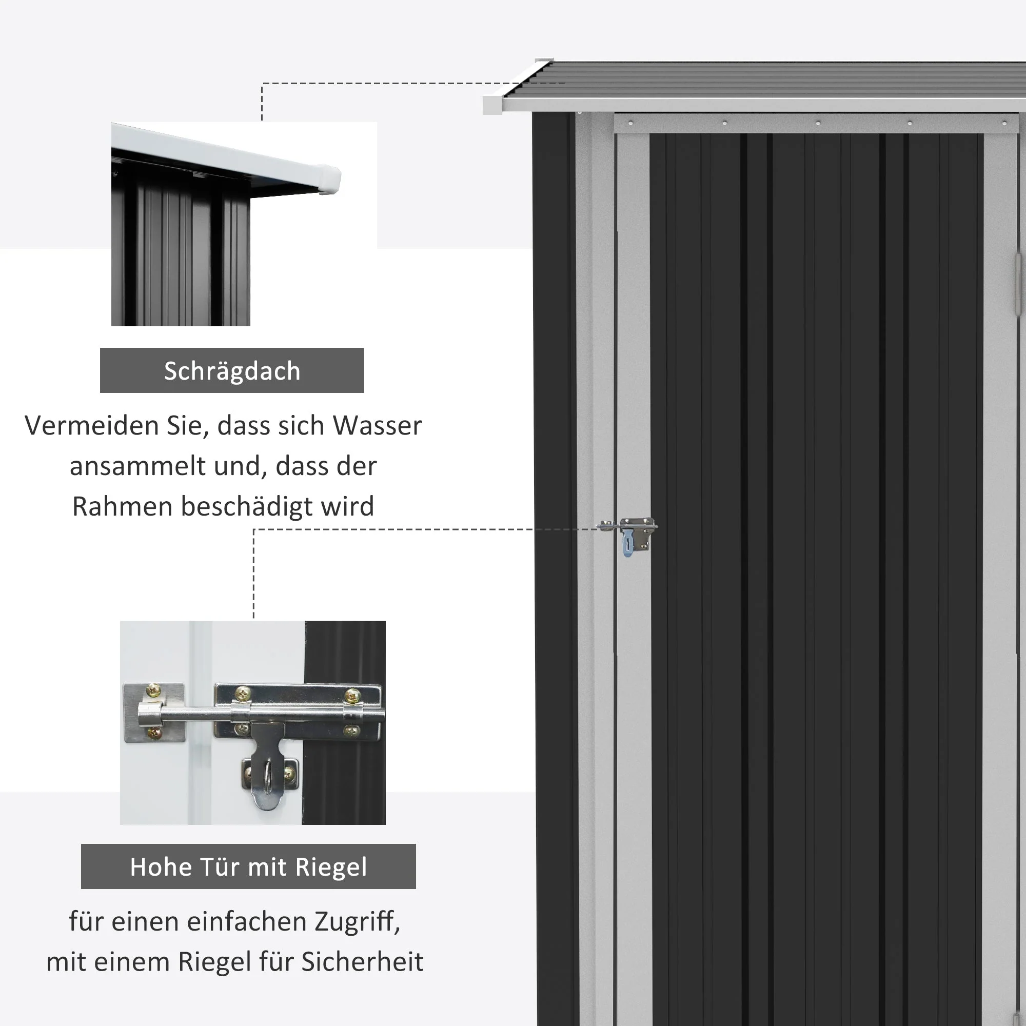 Garden Shed Outdoor Steel Dark Grey - Image 5