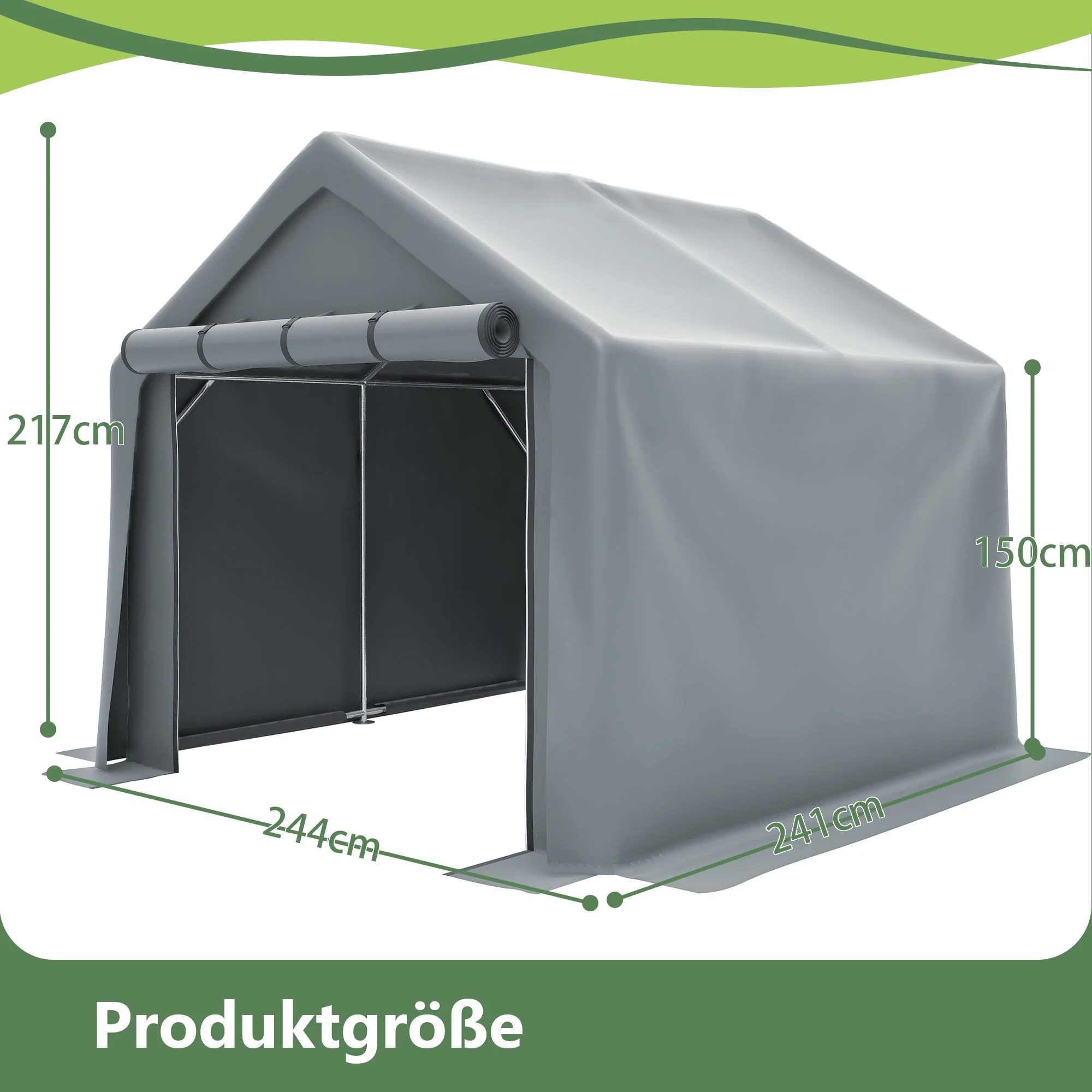 Garden Shed Storage Garage Bicycle Tool Tent 244x241x217cm Dark Grey - Image 2