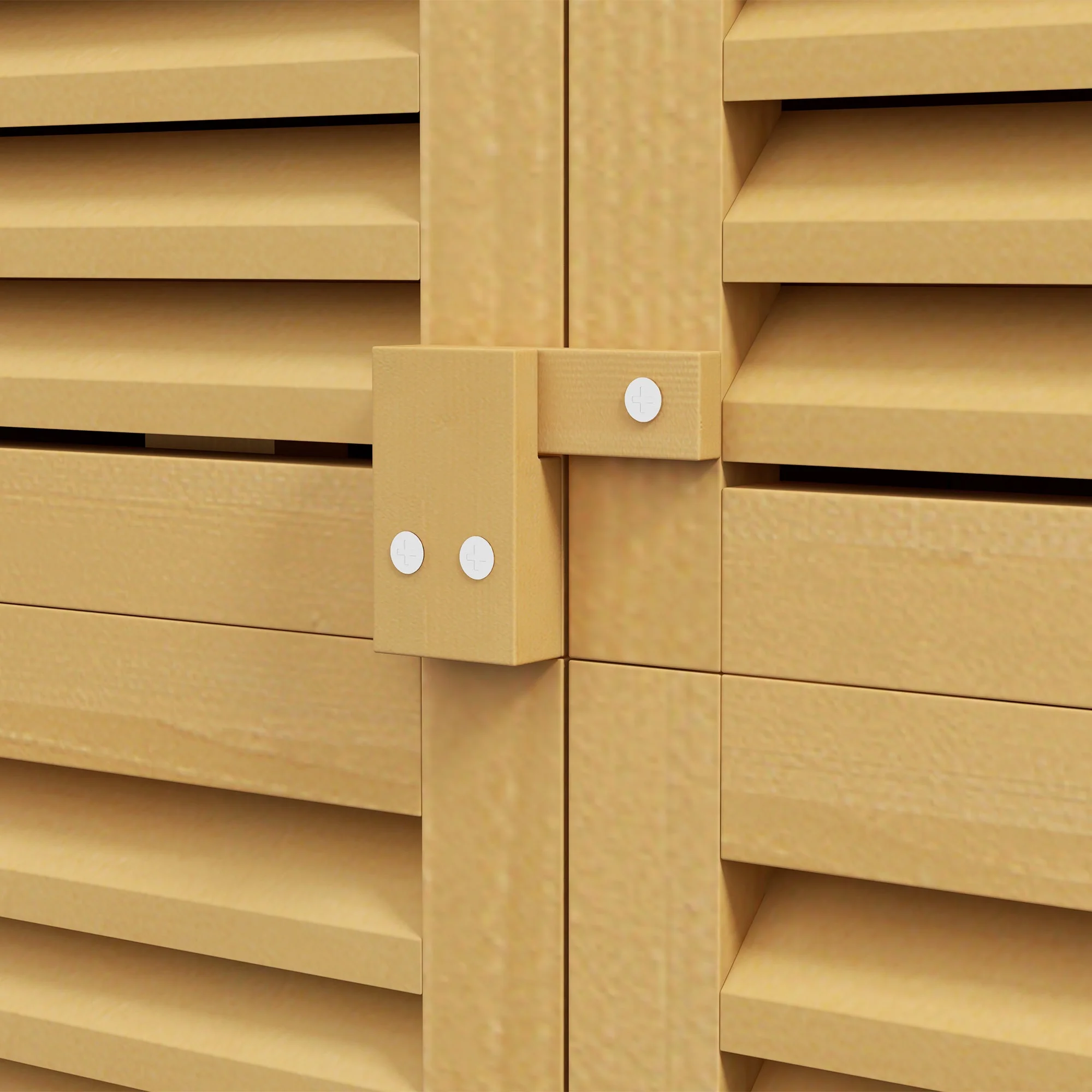 Garden Shed/Tool House, Asphalt Roof Louvered Door 4 Compartments, Wooden Light Yellow - Image 7