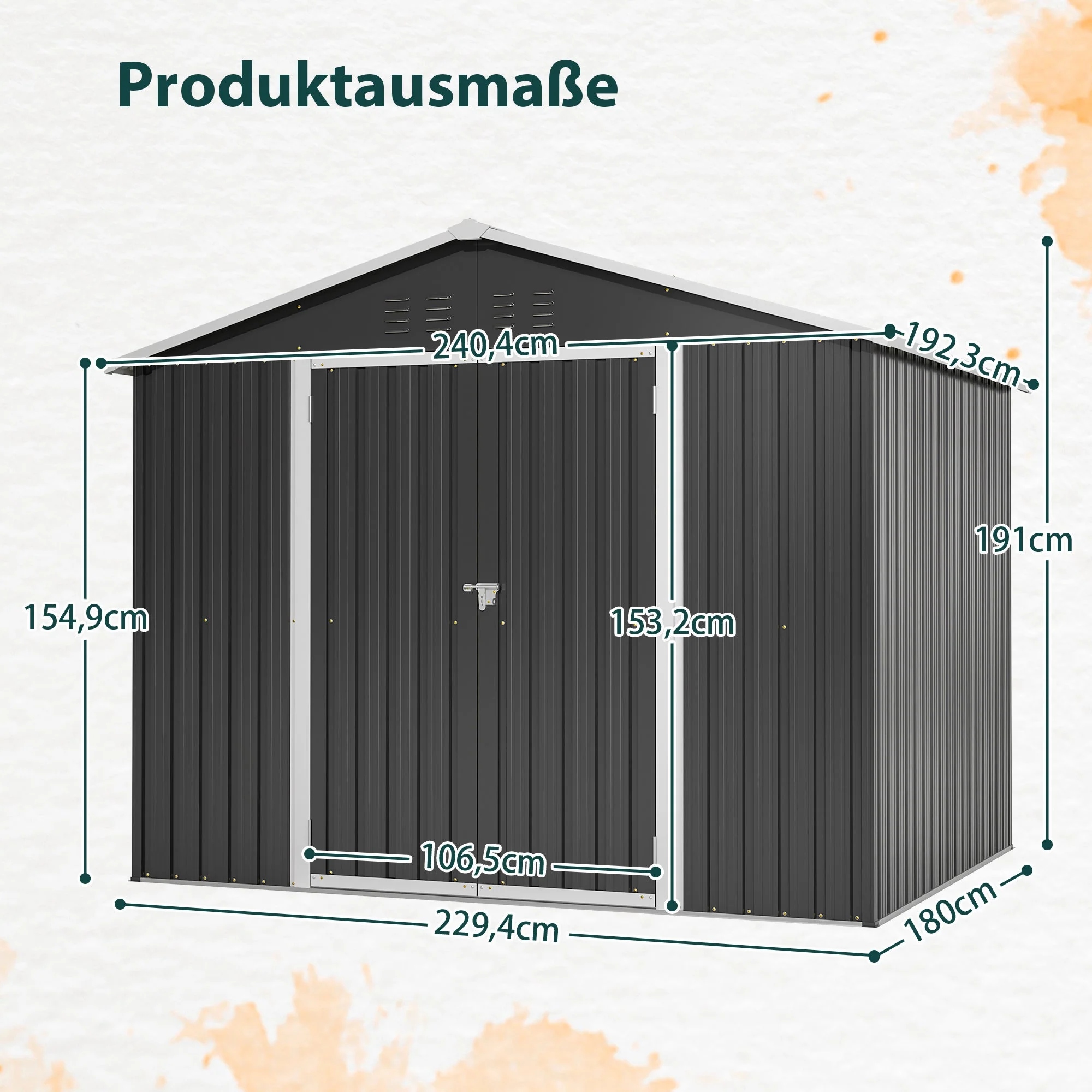 Garden Shed/Tool Shed 240x192.3x191 cm Sliding Door Lockable Metal - Image 2