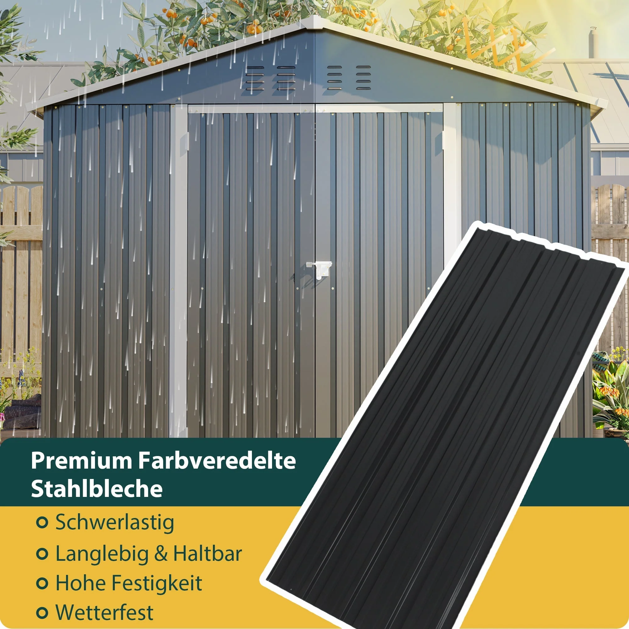Garden Shed/Tool Shed 240x192.3x191 cm Sliding Door Lockable Metal - Image 3