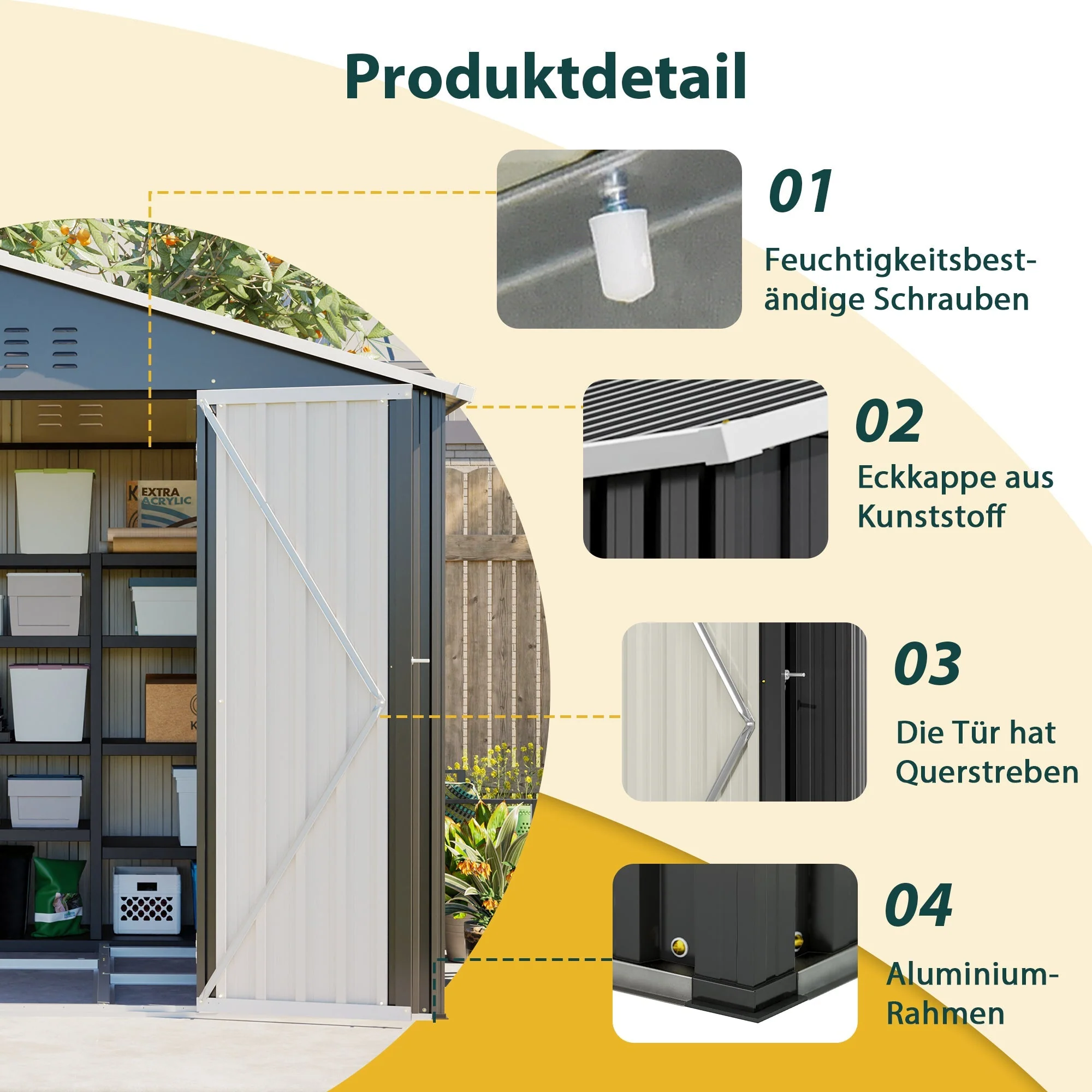 Garden Shed/Tool Shed 240x192.3x191 cm Sliding Door Lockable Metal - Image 5