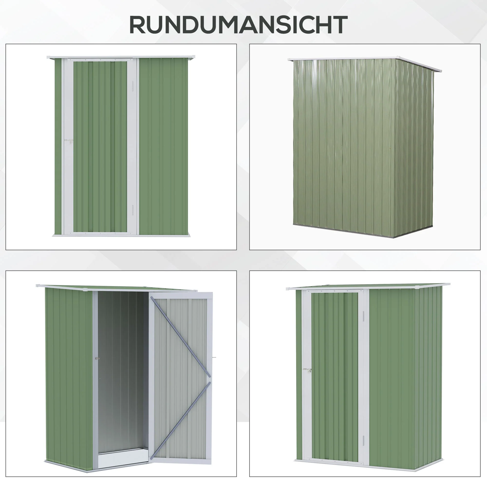 Garden Shed with Door Outdoor Steel Green - Image 6