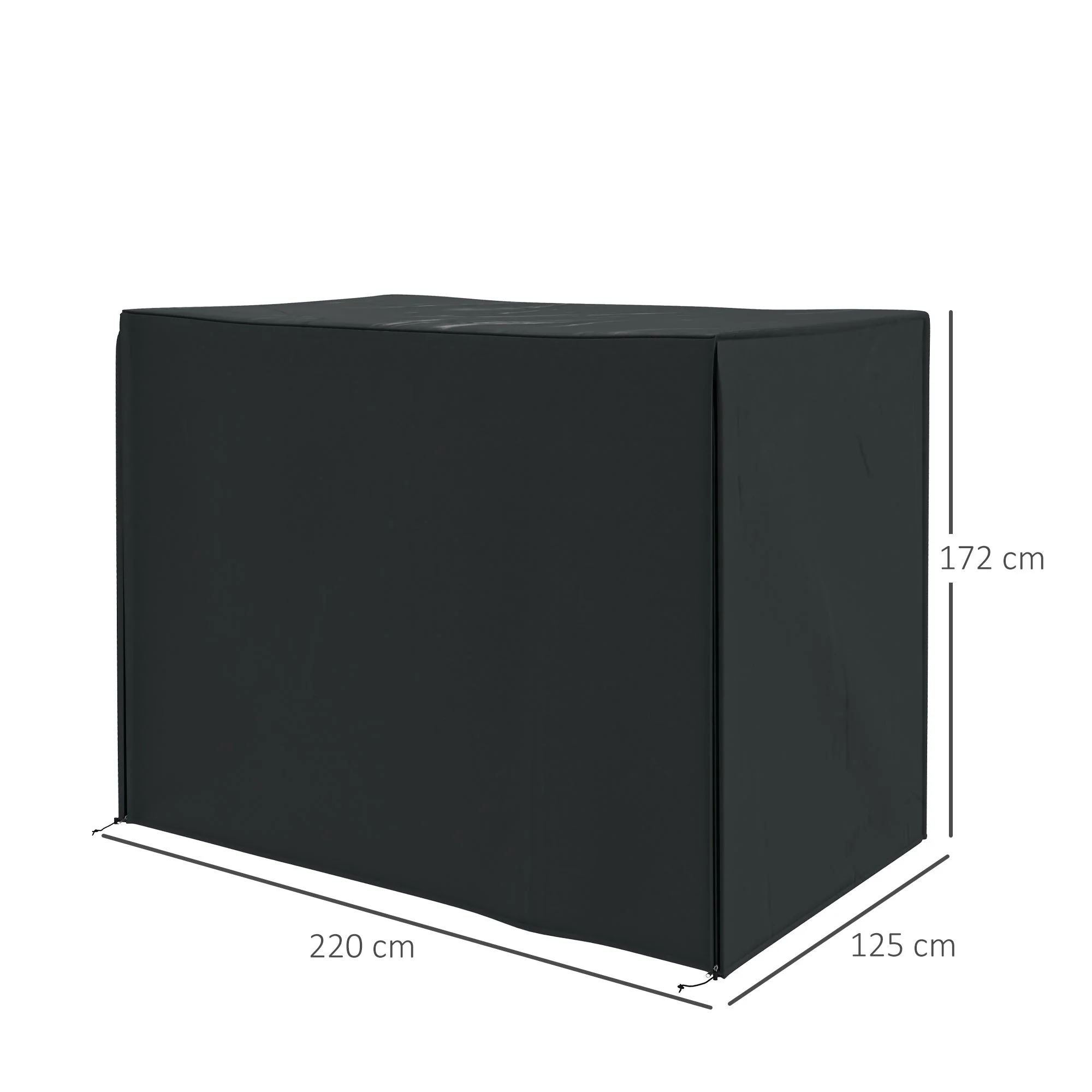 Garden Swing Cover, Waterproof UV Protection 220x125x172cm, Black Oxford Fabric - Image 3