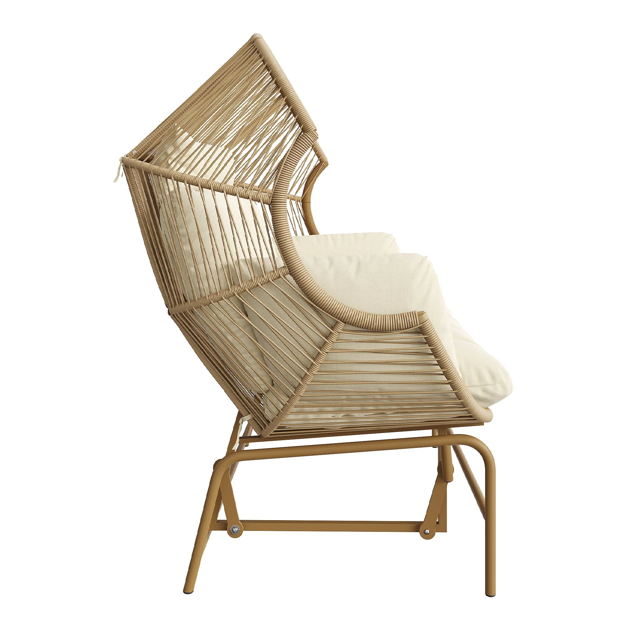 Garden Swing Egg Chair Double Outdoor Patio for Two Wood Color - Image 4