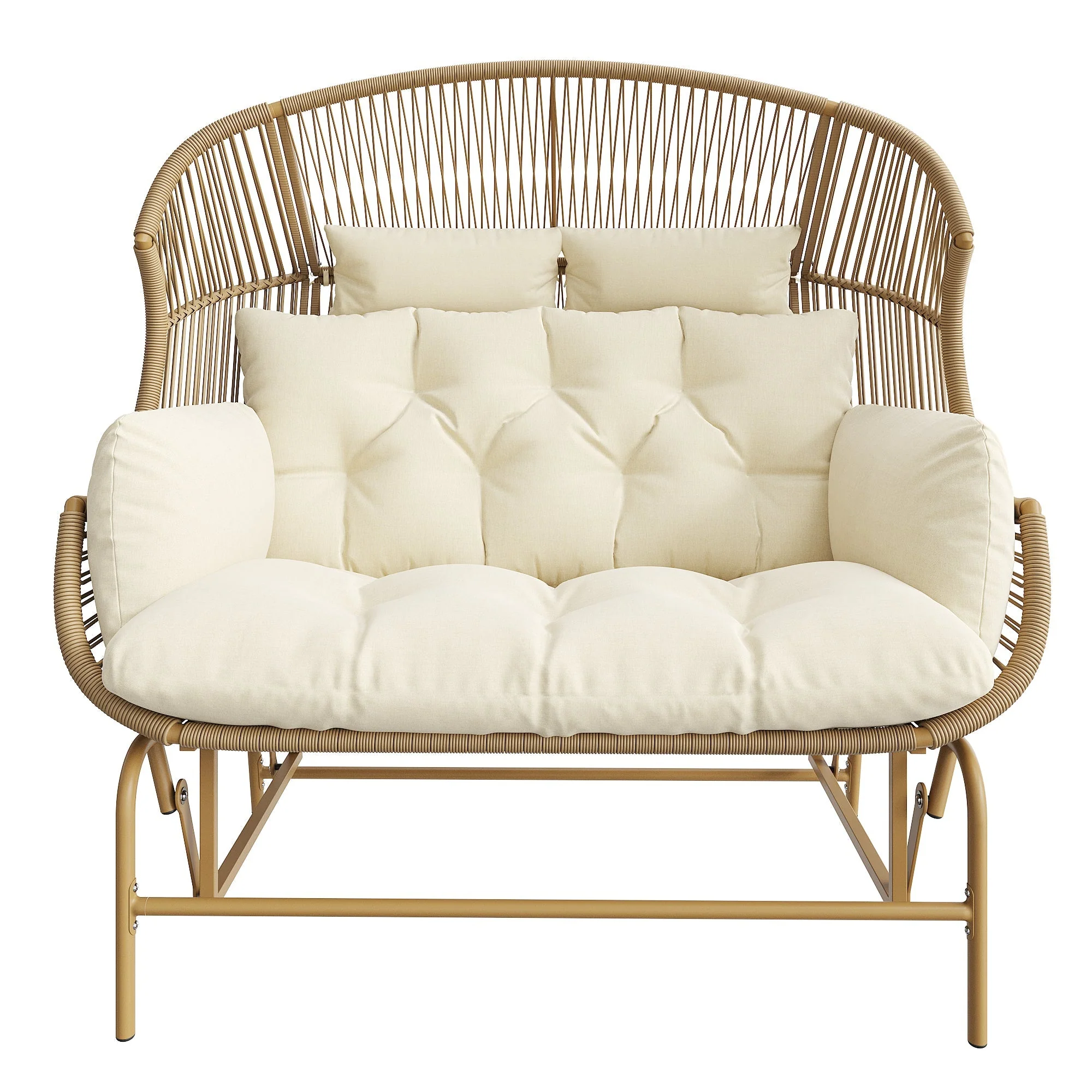 Garden Swing Egg Chair Double Outdoor Patio for Two Wood Color - Image 5