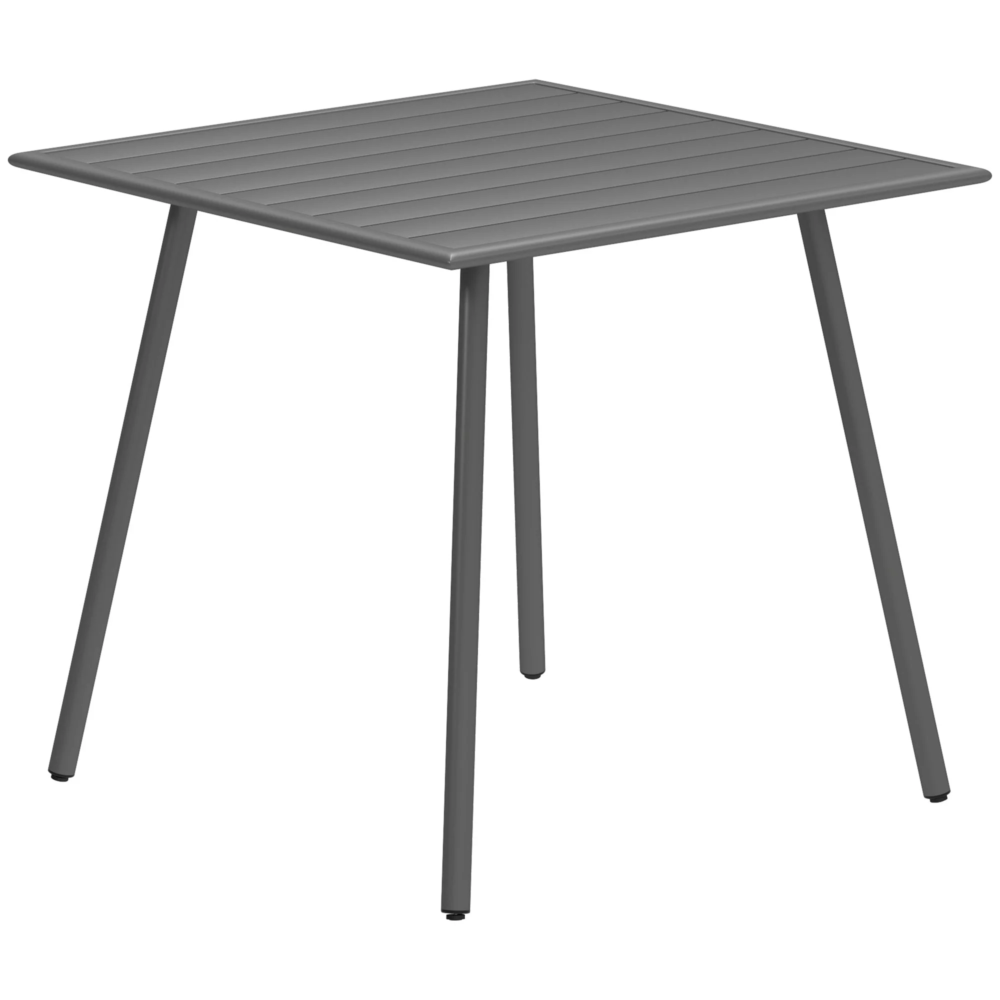 Garden Table 80x80x74cm Weatherproof 4 Person Steel, Grey - Image 3