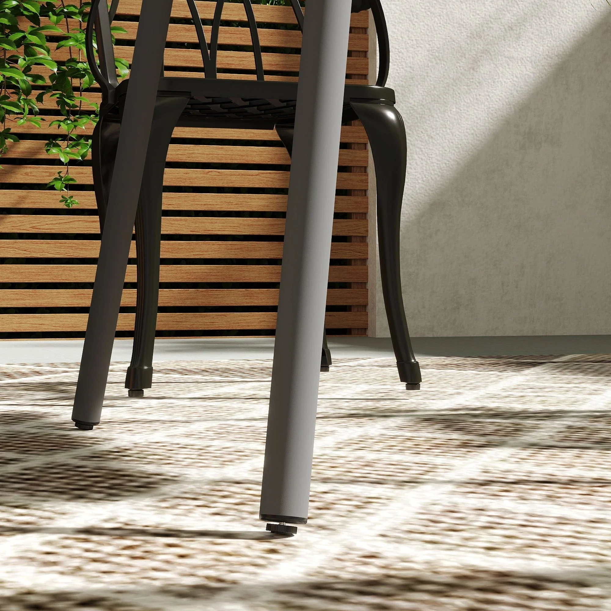 Garden Table 80x80x74cm Weatherproof 4 Person Steel, Grey - Image 8