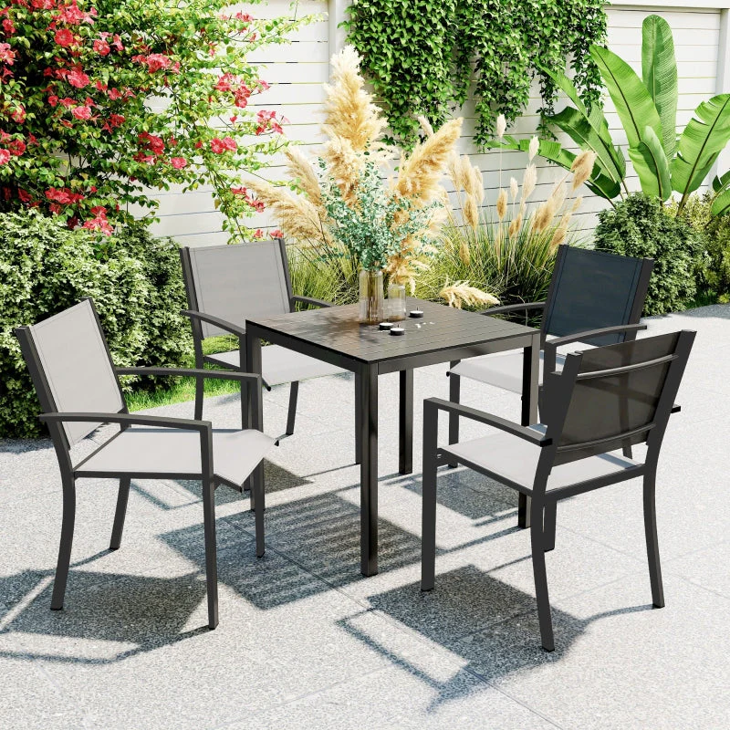 Garden Table Aluminum 73x73cm Weatherproof 4-Person Black - Image 2