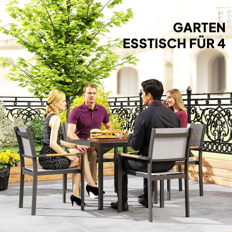 Garden Table Aluminum 73x73cm Weatherproof 4-Person Black - Image 4