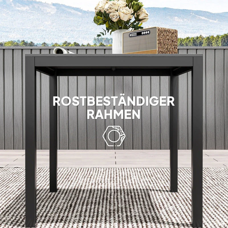 Garden Table Aluminum 73x73cm Weatherproof 4-Person Black - Image 6