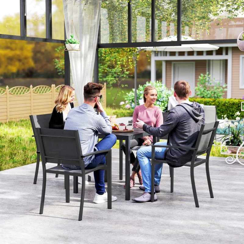 Garden Table Aluminum 73x73cm Weatherproof 4-Person Black - Image 7