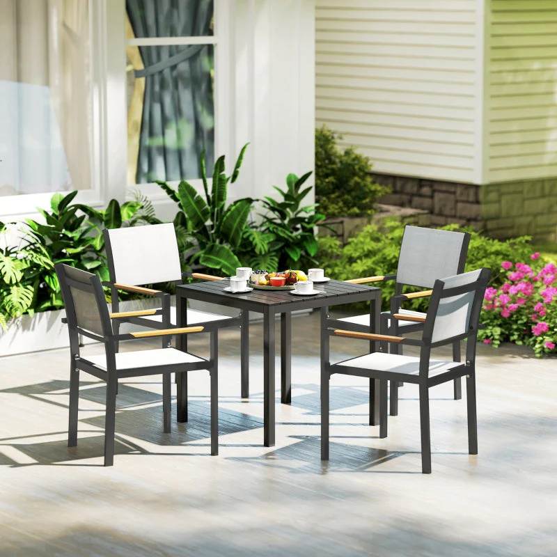 Garden Table Aluminum 73x73cm Weatherproof 4-Person Black - Image 8
