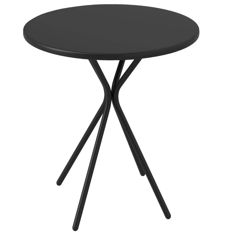 Garden Table Ø60 x 70 cm, Weatherproof Round Steel, Black - Image 2