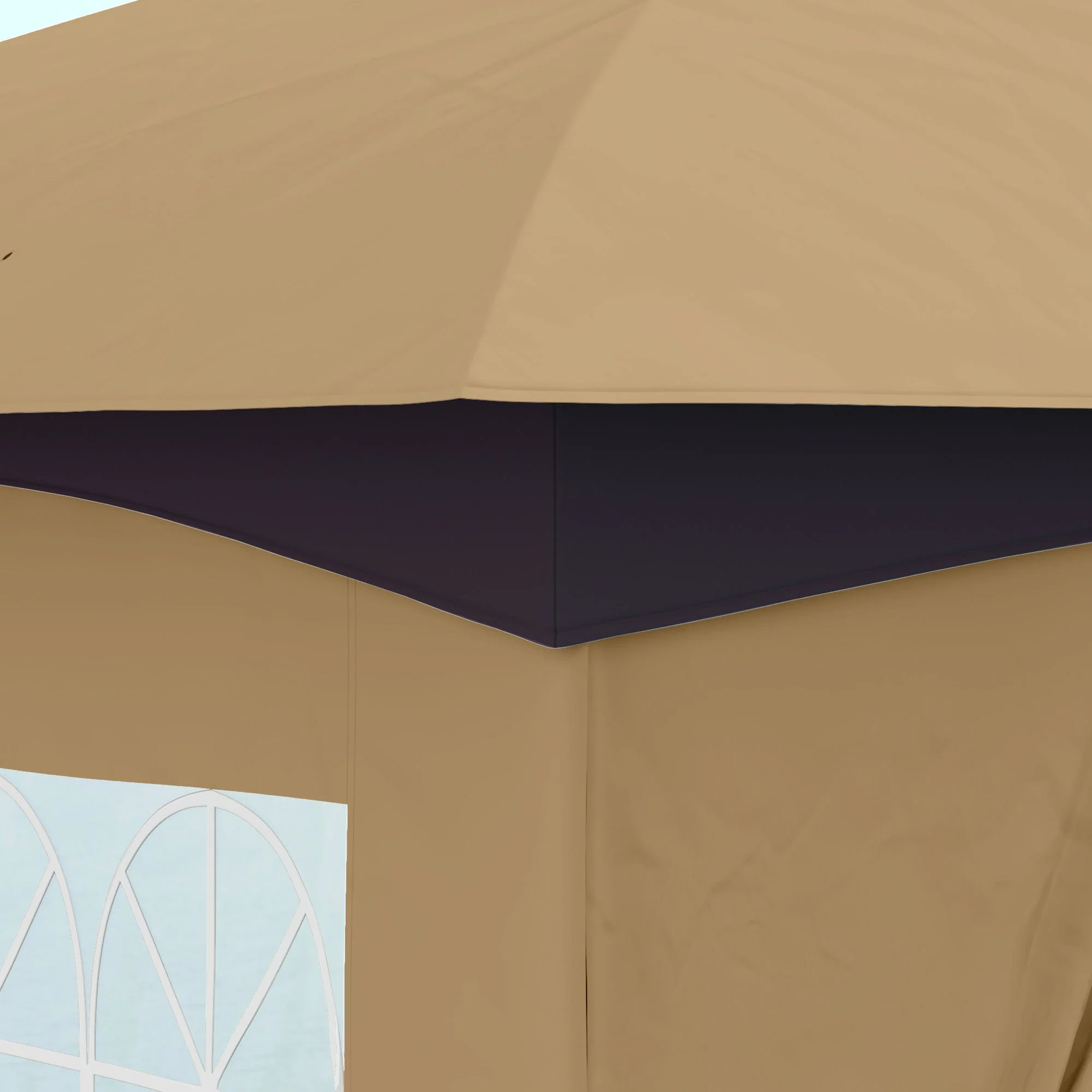 Gazebo 3.4x3.4m Water-Repellent UV Protection, Beige Metal - Image 8