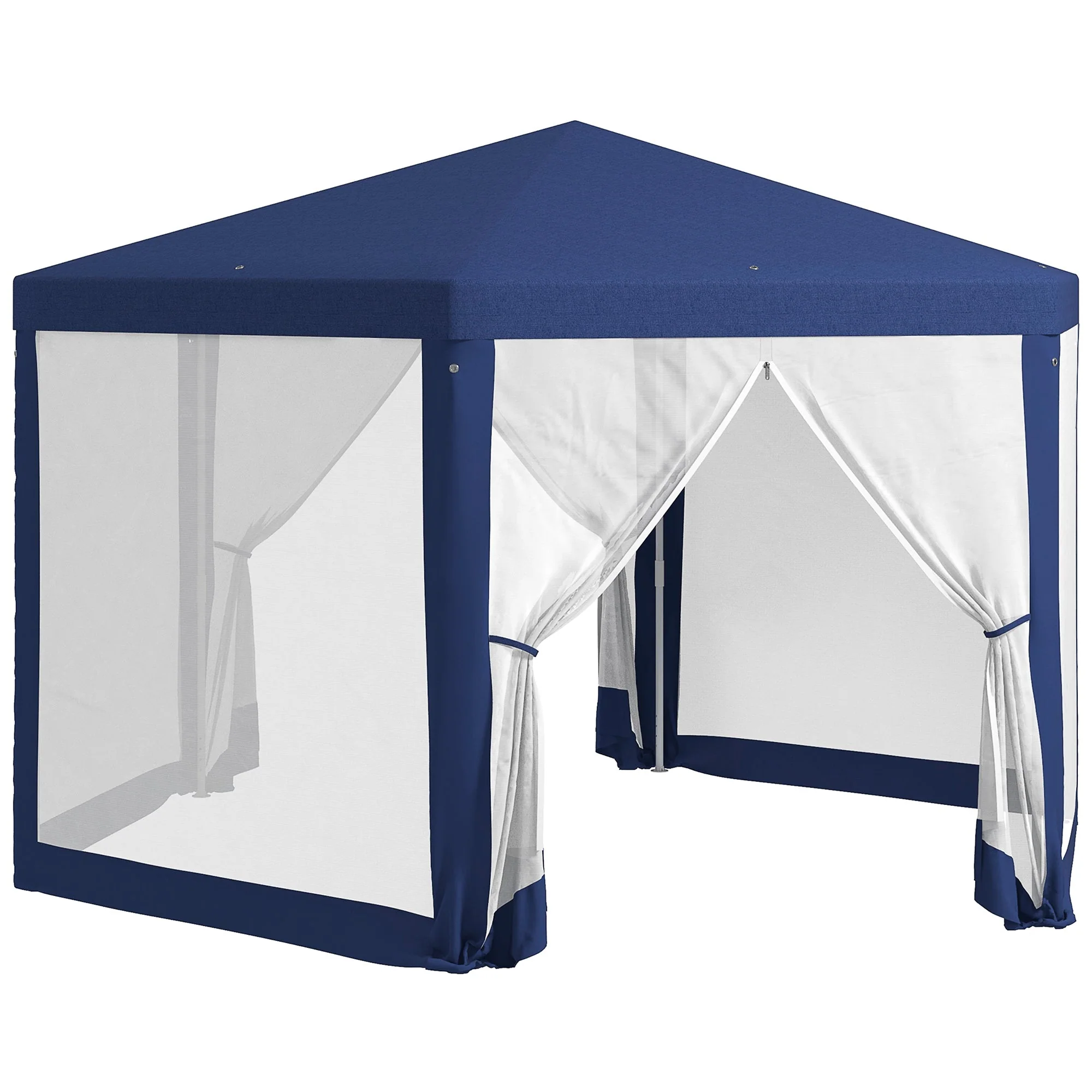 Gazebo Hexagonal 4x3m Water-Repellent Stable Winterproof Blue - Image 2
