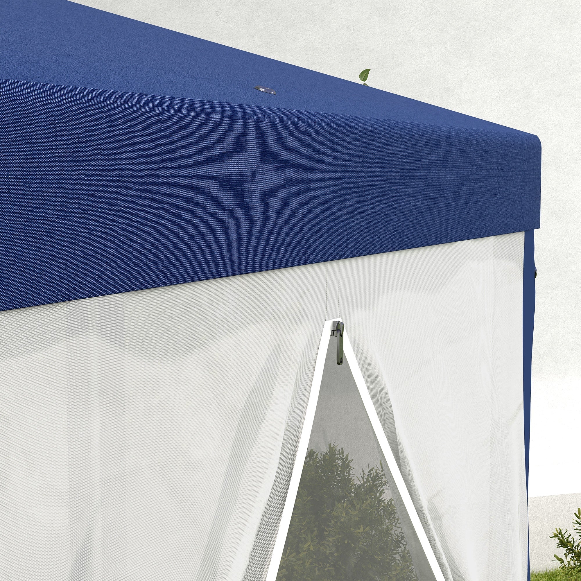 Gazebo Hexagonal 4x3m Water-Repellent Stable Winterproof Blue - Image 8