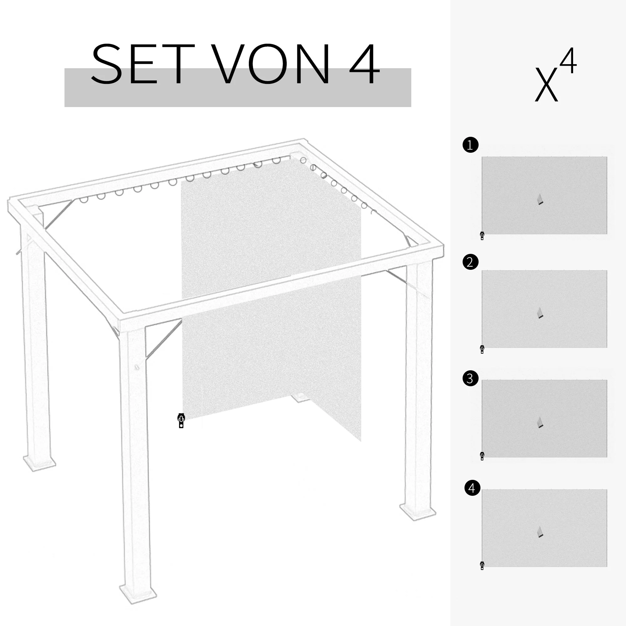 Gazebo Side Panels 3x3m, 302x205cm Durable Polyester, Beige - Image 4