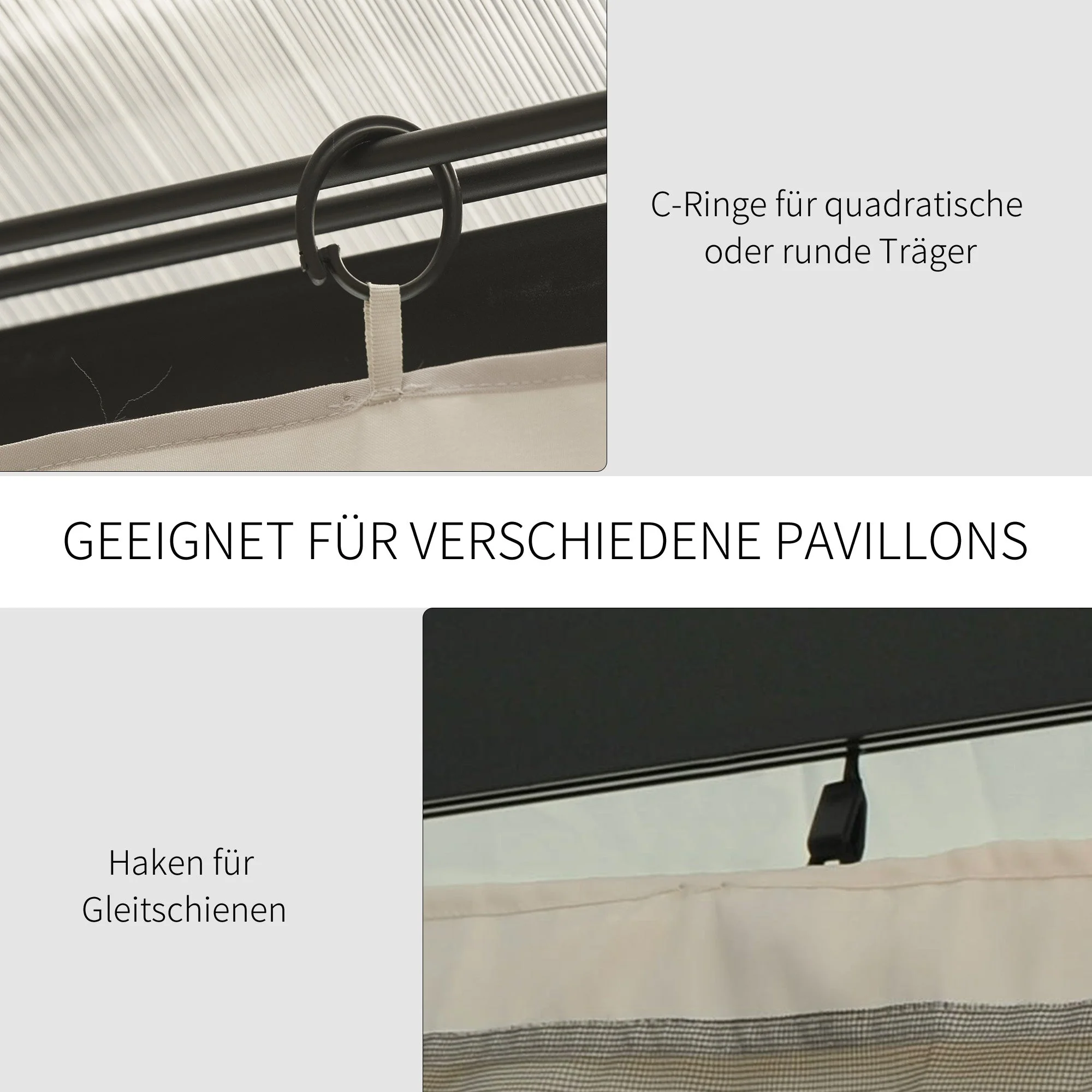 Gazebo Side Panels 3x3m, 302x205cm Durable Polyester, Beige - Image 6