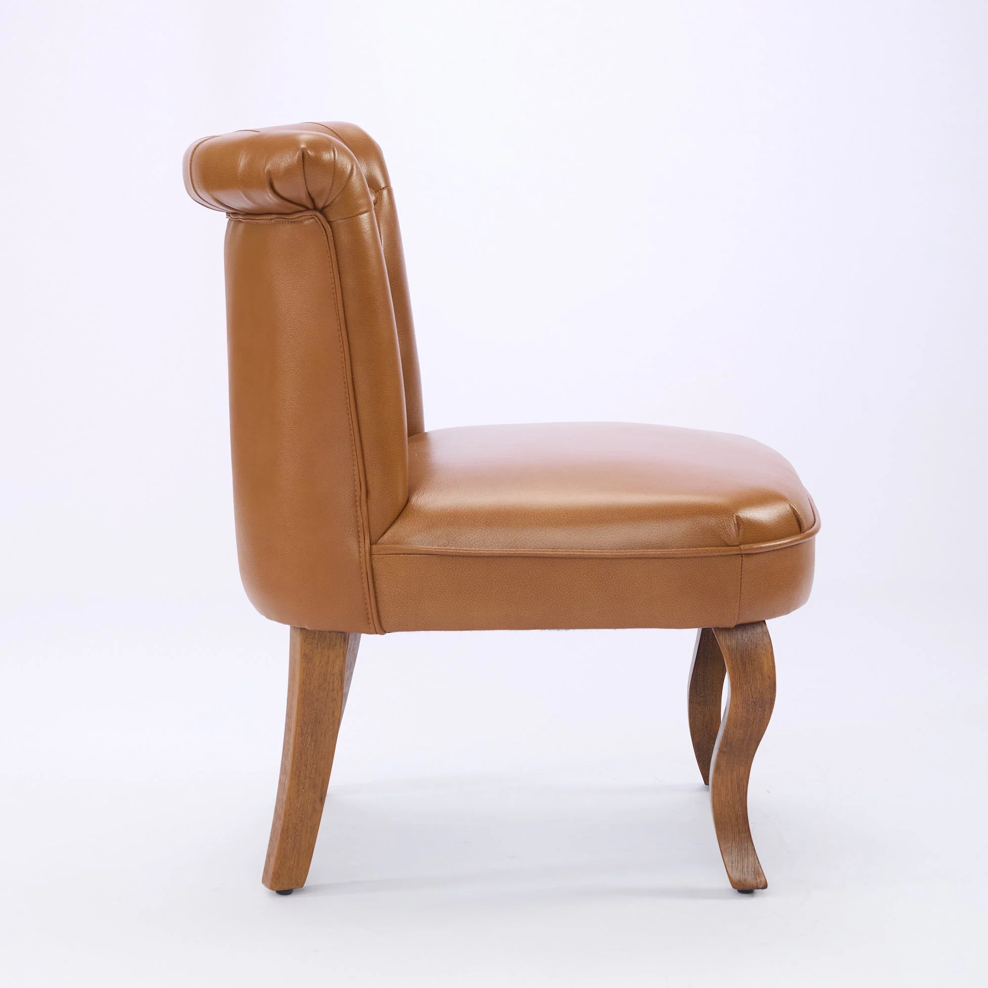 Genuine Leather Lounge Chair Solid Rubberwood Legs - Light Brown - Image 4