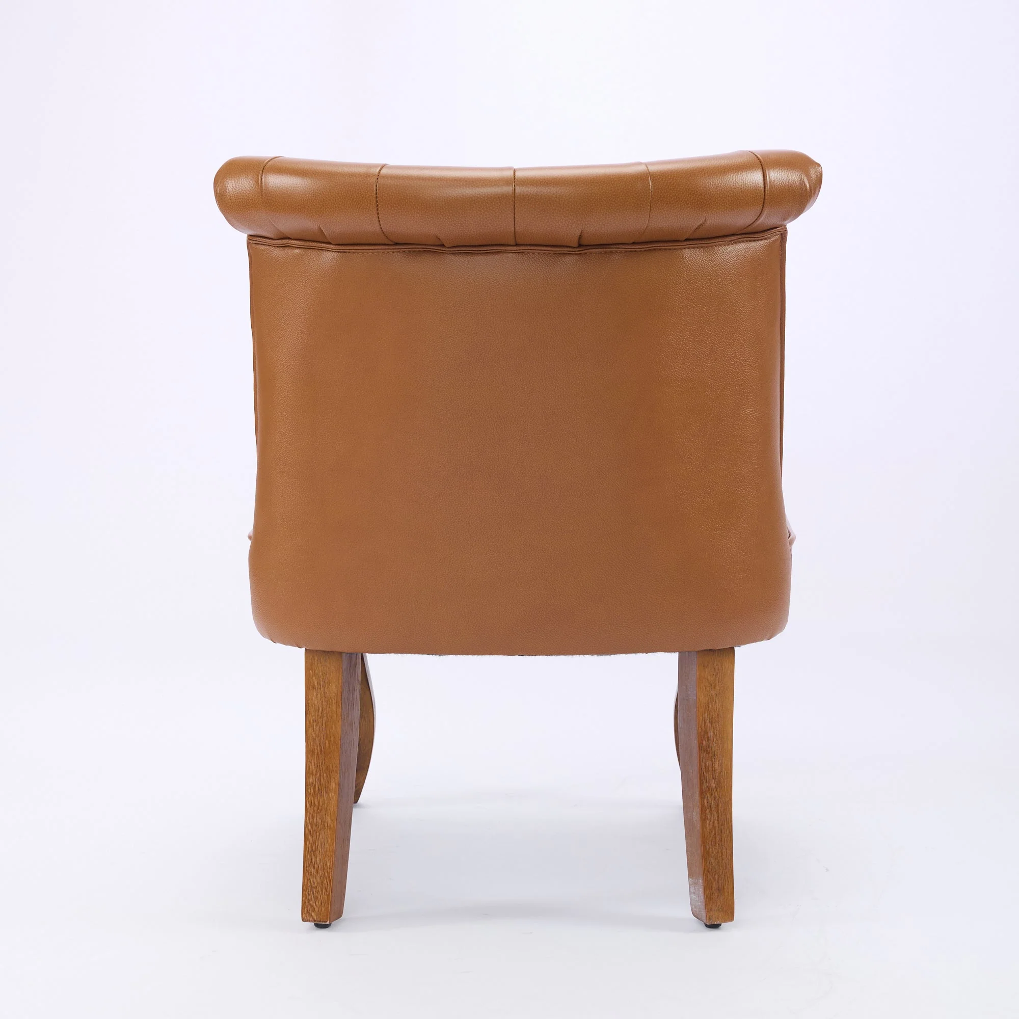 Genuine Leather Lounge Chair Solid Rubberwood Legs - Light Brown - Image 6