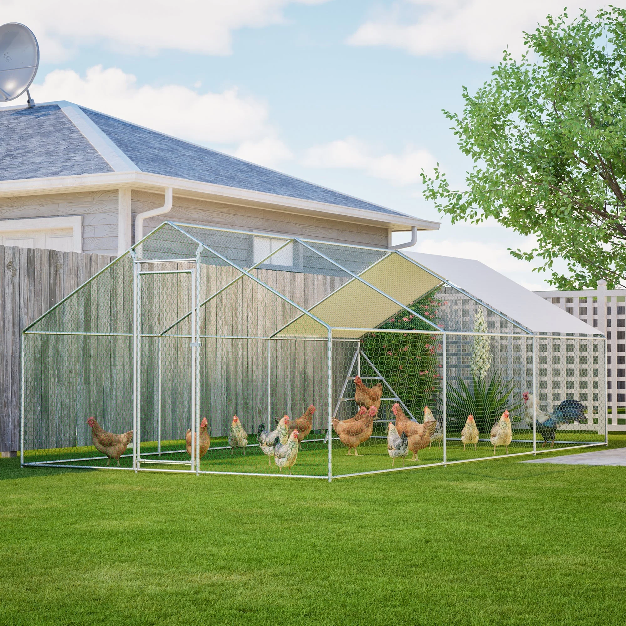 Giant Professional Chicken Coop Aviary 3x6m with Climbing Frame Metal