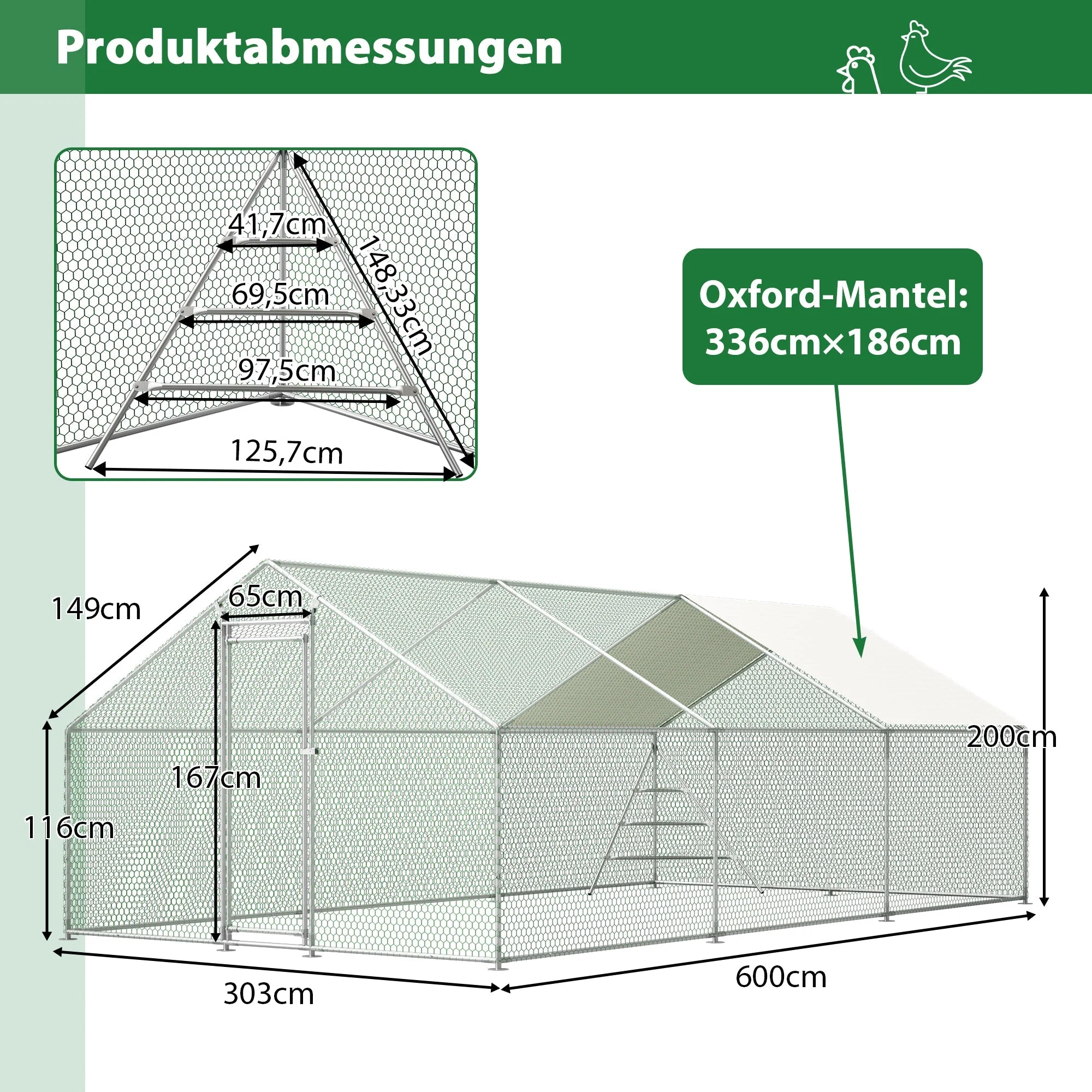 Giant Professional Chicken Coop Aviary 3x6m with Climbing Frame Metal - Image 3