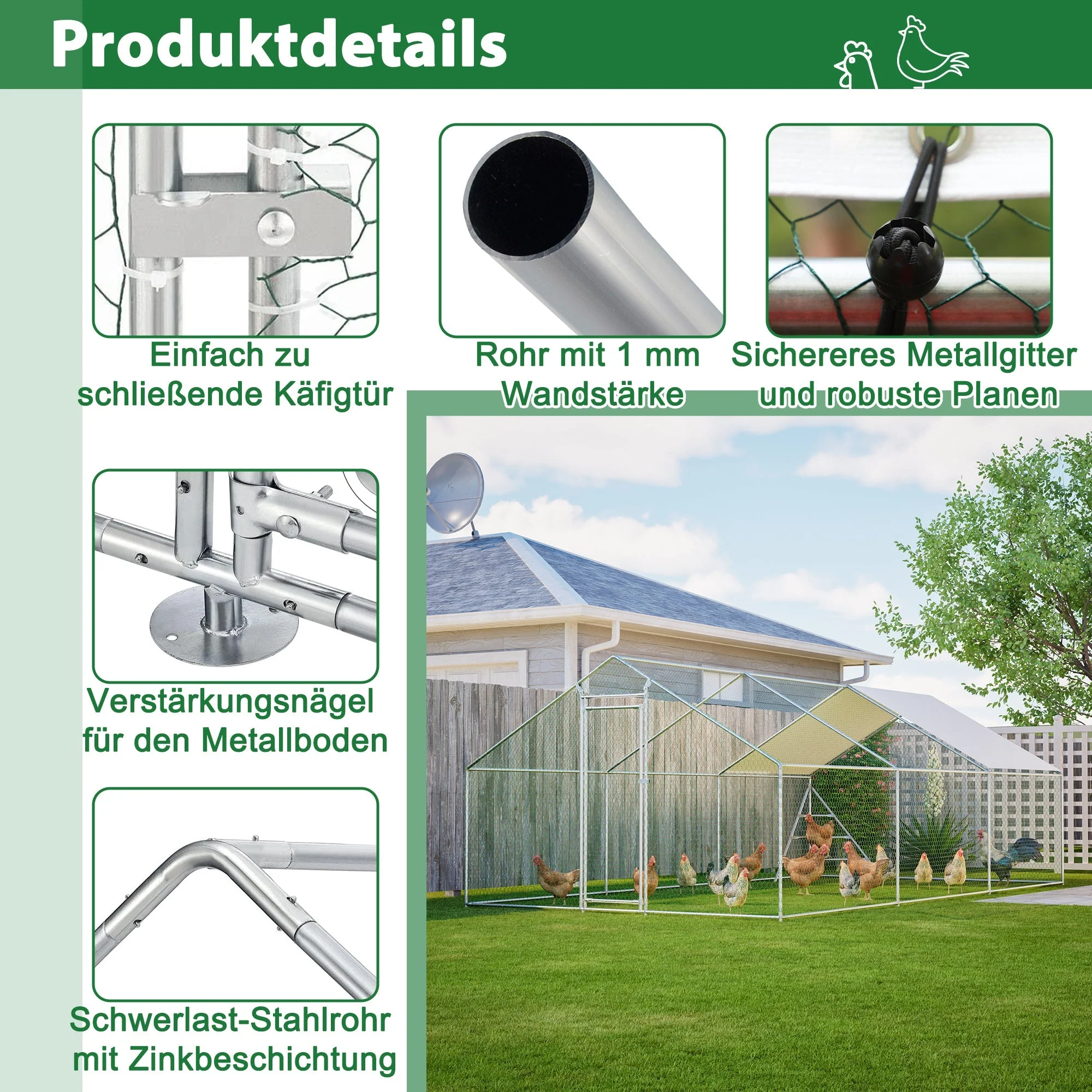Giant Professional Chicken Coop Aviary 3x6m with Climbing Frame Metal - Image 5