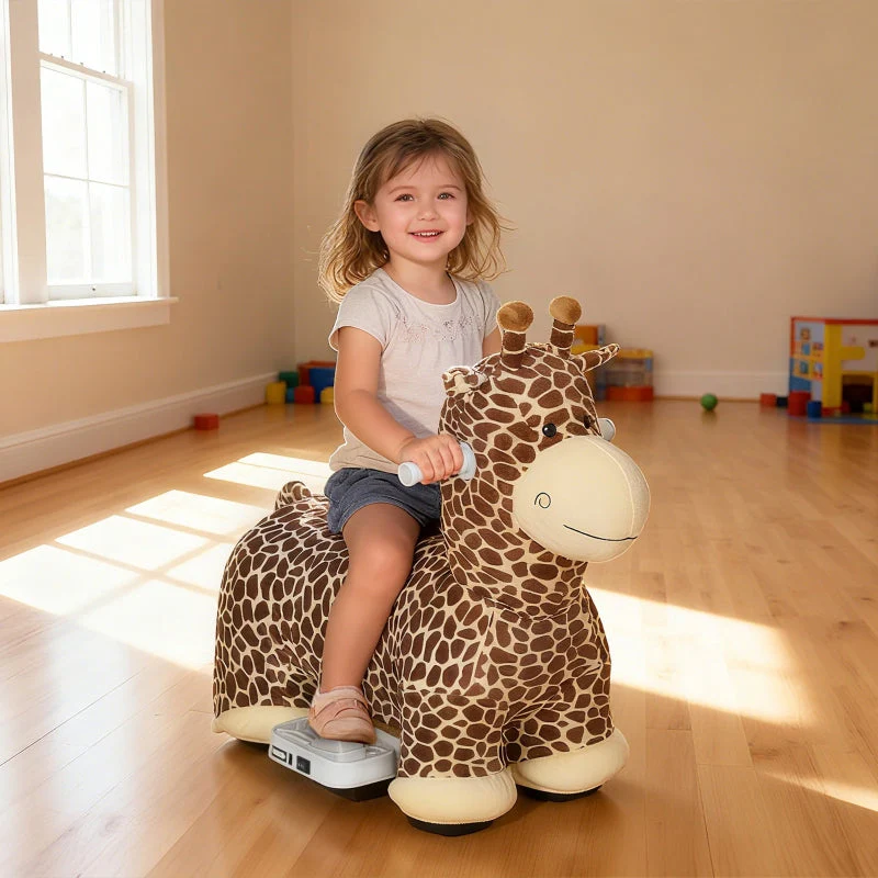 Giraffe Ride-On Toy with Music and Washable Cover, Brown - Image 8