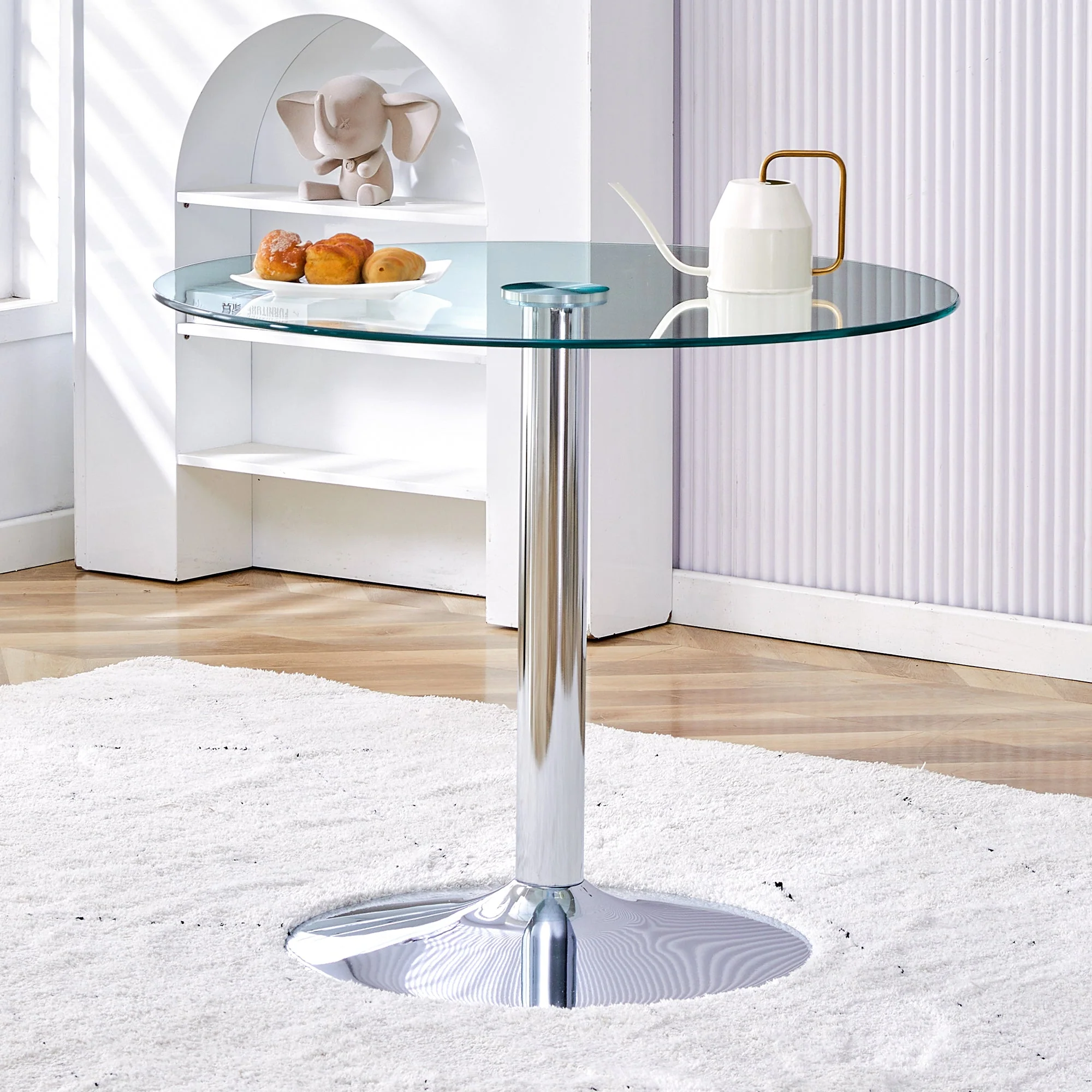 Glass Beam Table Modern Minimalist Round 85cm - Image 3