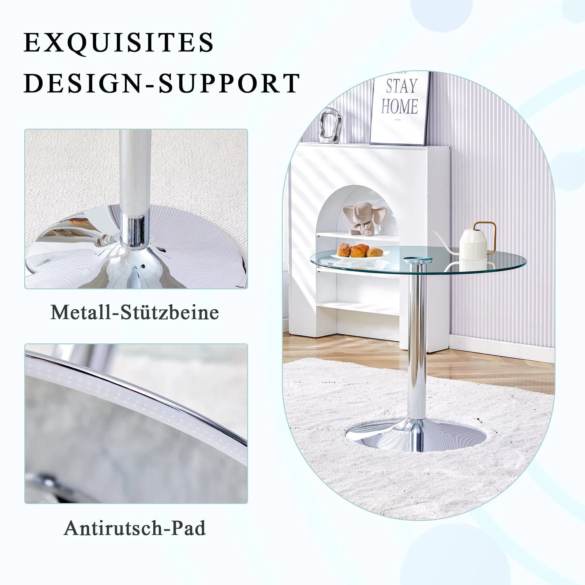 Glass Beam Table Modern Minimalist Round 85cm - Image 7