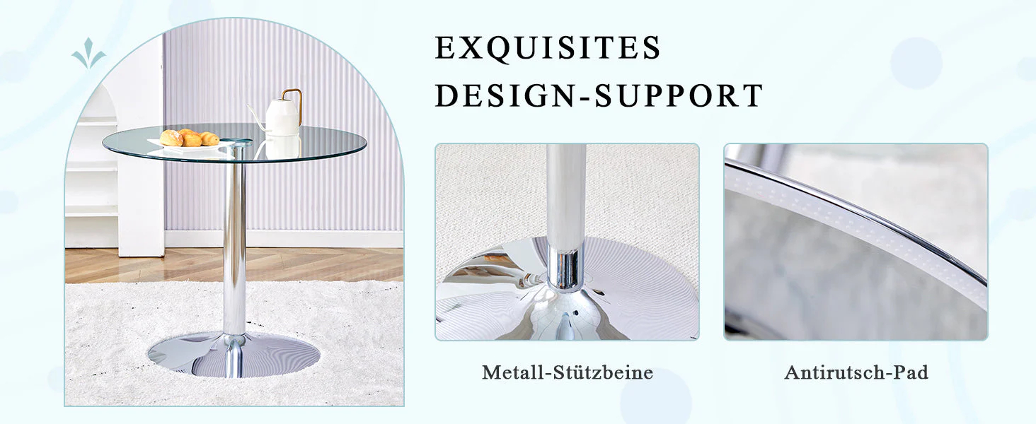 Glass Beam Table Modern Minimalist Round 85cm - Image 9