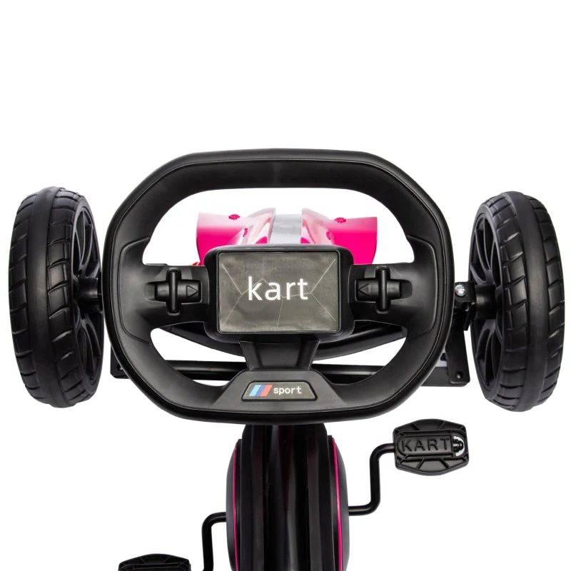 Go-Kart Children's Pedal Car with Adjustable Seat and Handbrake, Pink - Image 8