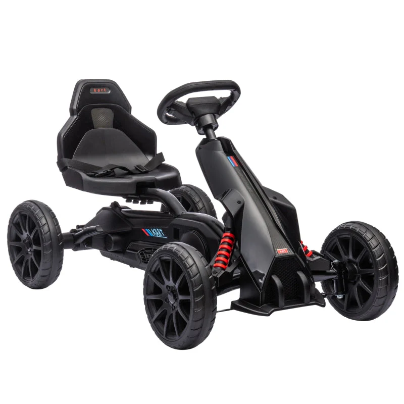 Go-Kart Children's Pedal Vehicle with Adjustable Seat and Handbrake, Black - Image 2