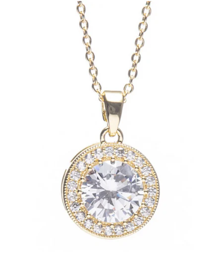 Gold Large Stone Diamond Pendant